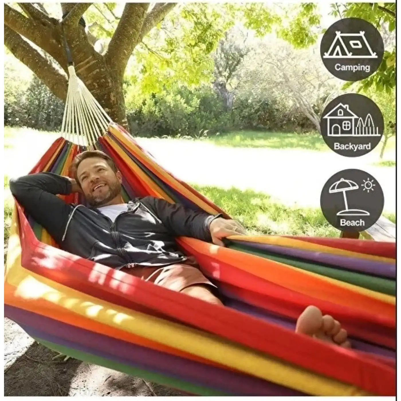 Çift Kişilik Xl 260x150cm Kolay Kurulabilir Kanvas Hamak Çantalı
