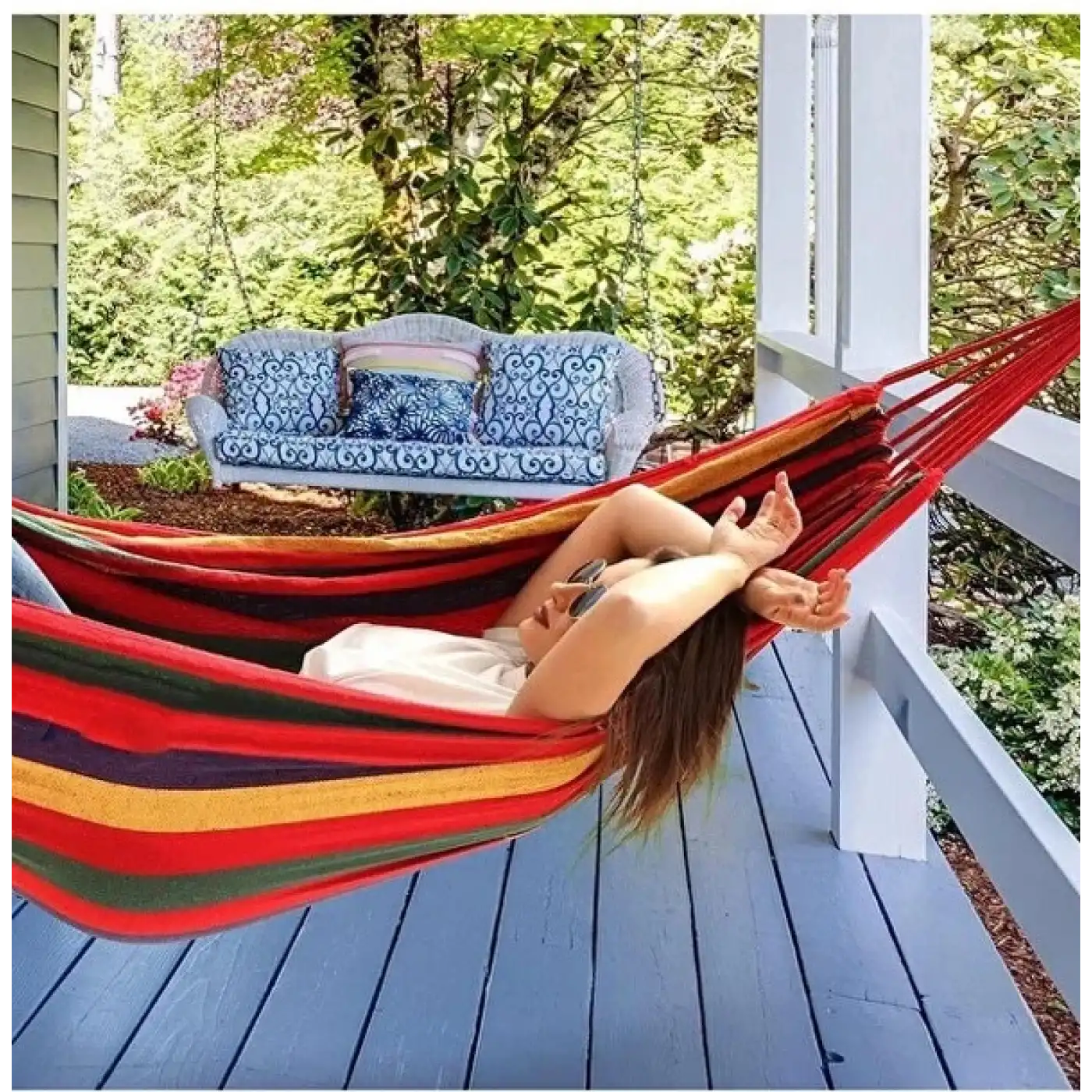 Çift Kişilik Xl 260x150cm Kolay Kurulabilir Kanvas Hamak Çantalı