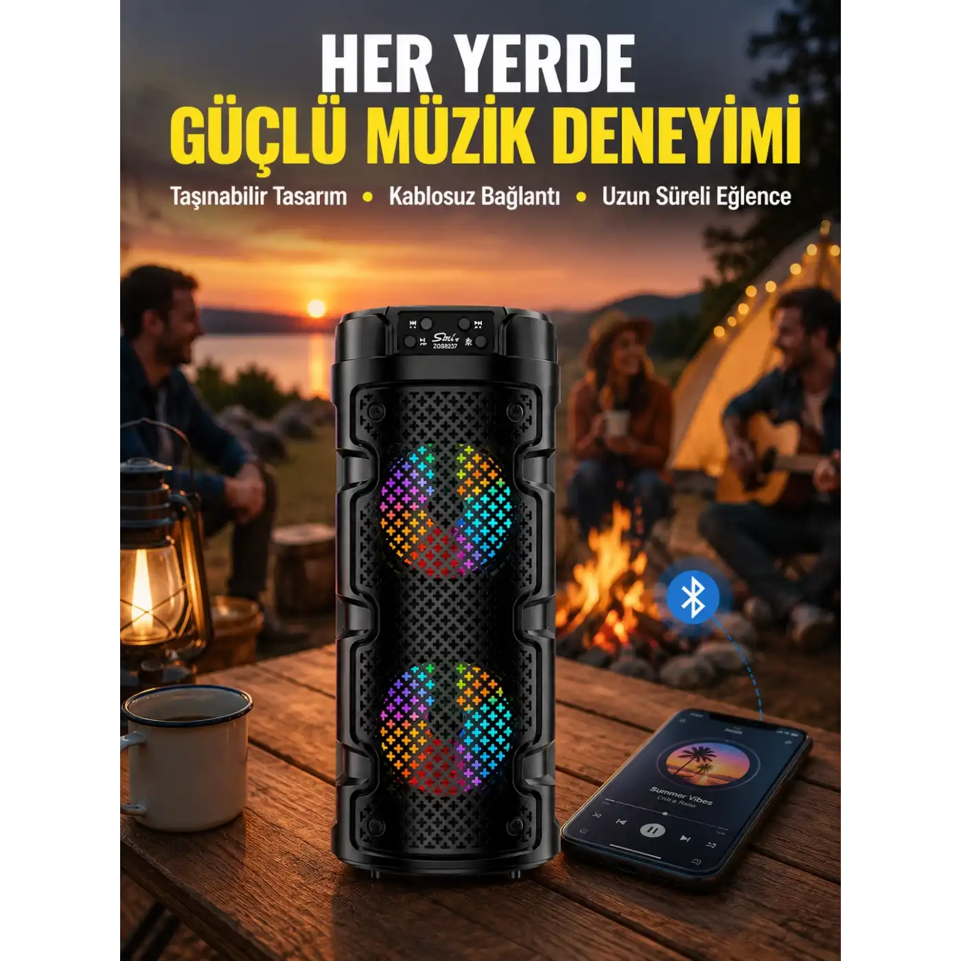 Çift Sürücülü Taşınabilir Kablosuz Hoparlör Yeni Nesil