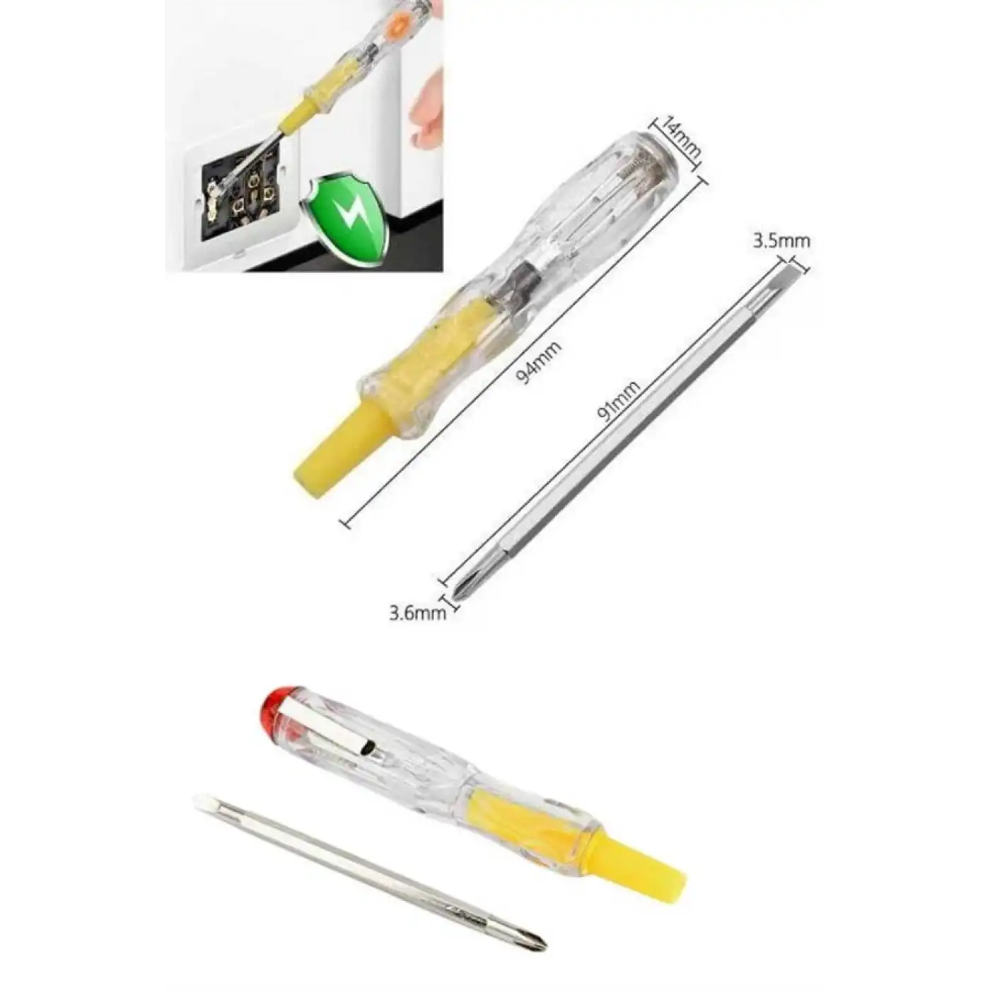 Çift Uçlu Kontrol Kalemi Elektrik Test Kalemi Şeffaf