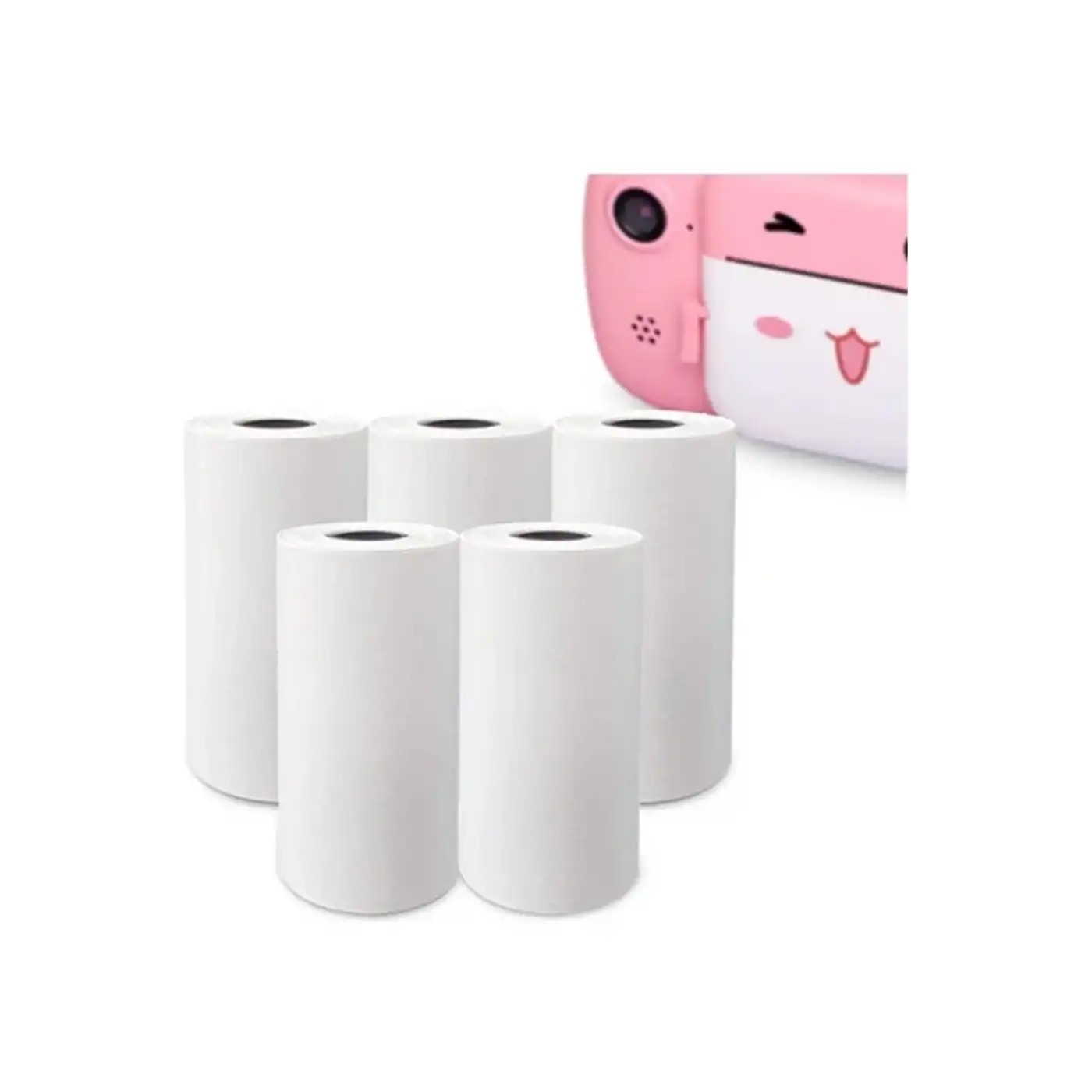 Çocuk Kamera Baskı Kağıdı, 5’li Rulo 57x25mm Çekirdekli Fotoğraf Baskı Termal Kağıt Rulo