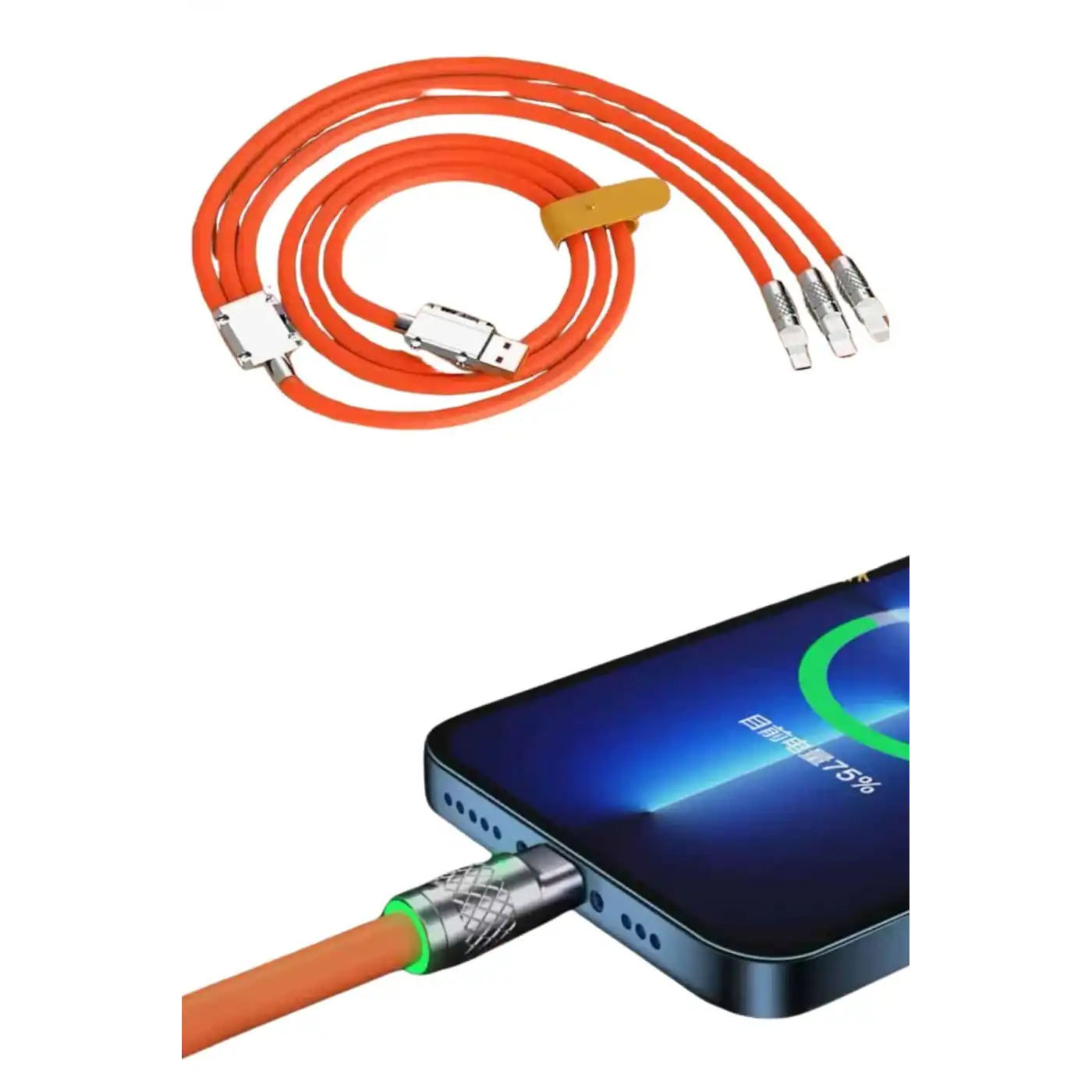 Çoklu Şarj Kablosu USB Type-C İOS Uyumlu 120W Hızlı Şarj Kablosu