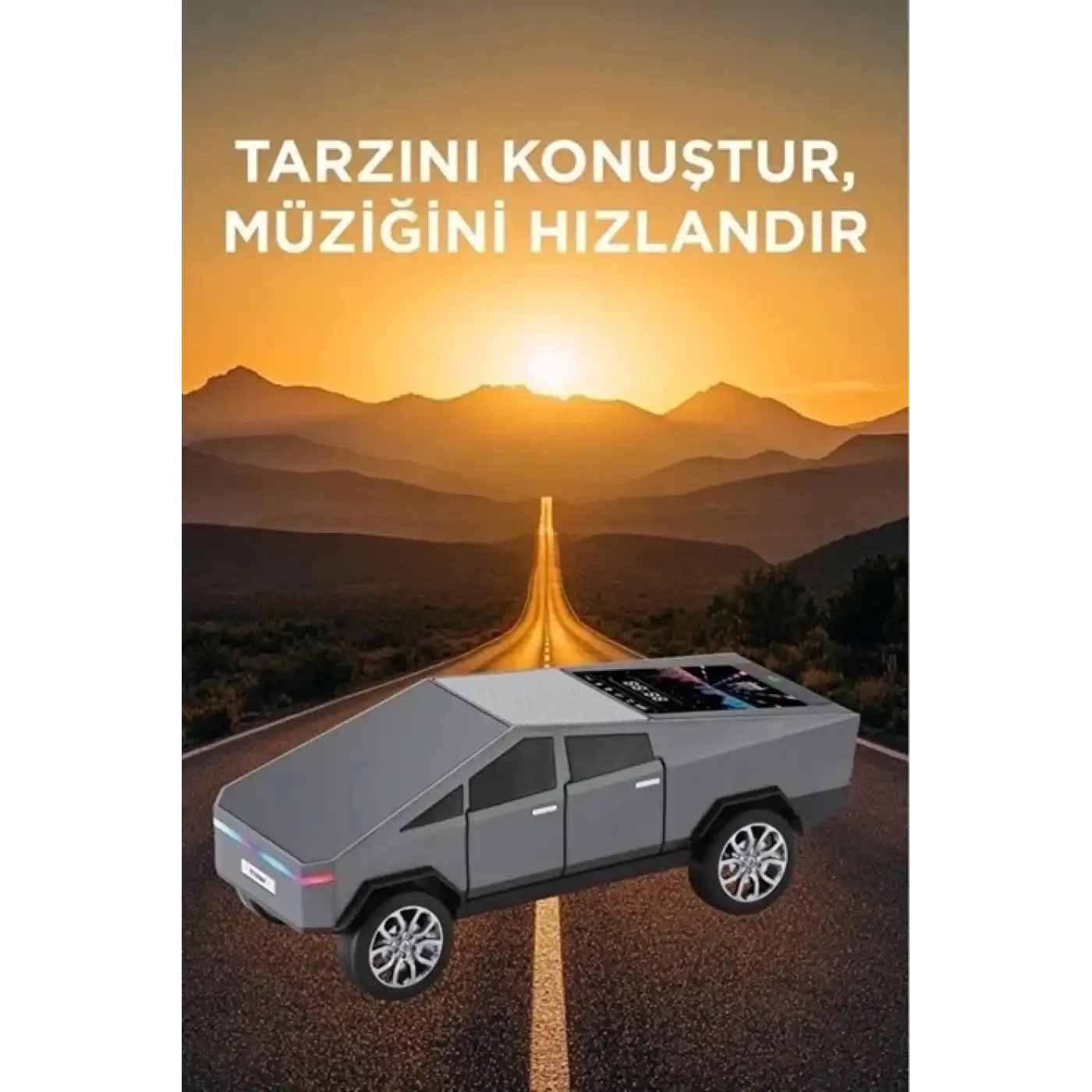 D68 Cyber Model Araba Tasarımlı Bluetooth Hoparlör 15w Güçlü Ses Rgb Led /tws/usb Gri