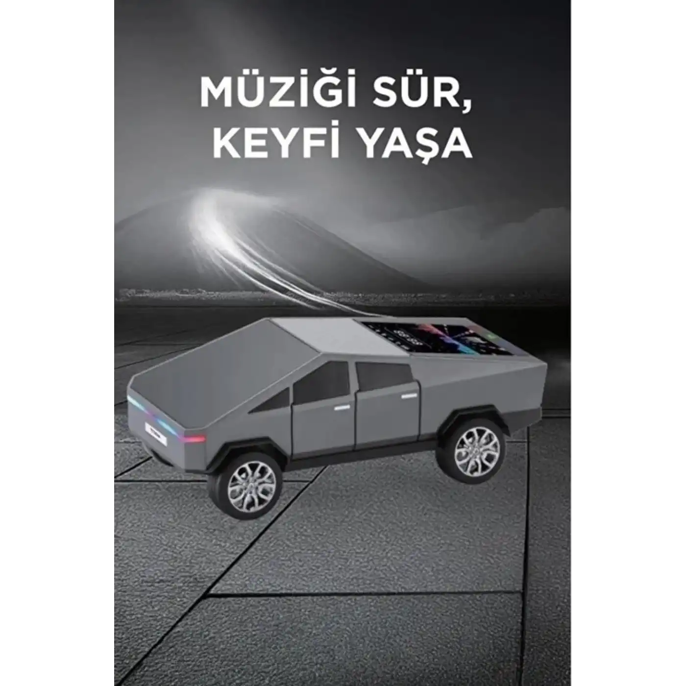 D68 Cyber Model Araba Tasarımlı Bluetooth Hoparlör 15w Güçlü Ses Rgb Led /tws/usb Gri