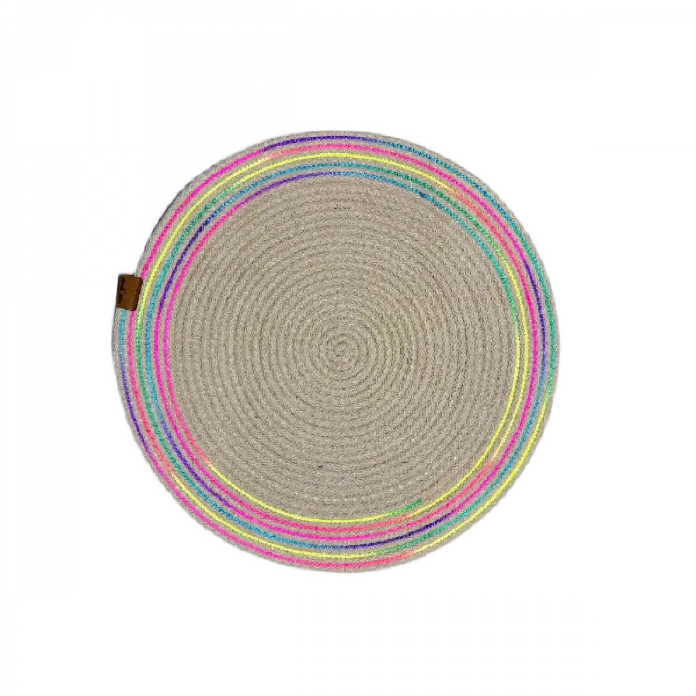 DecoHandy 39cm Neon Renkli Şeritli Jüt Örme Supla Amerikan Servis