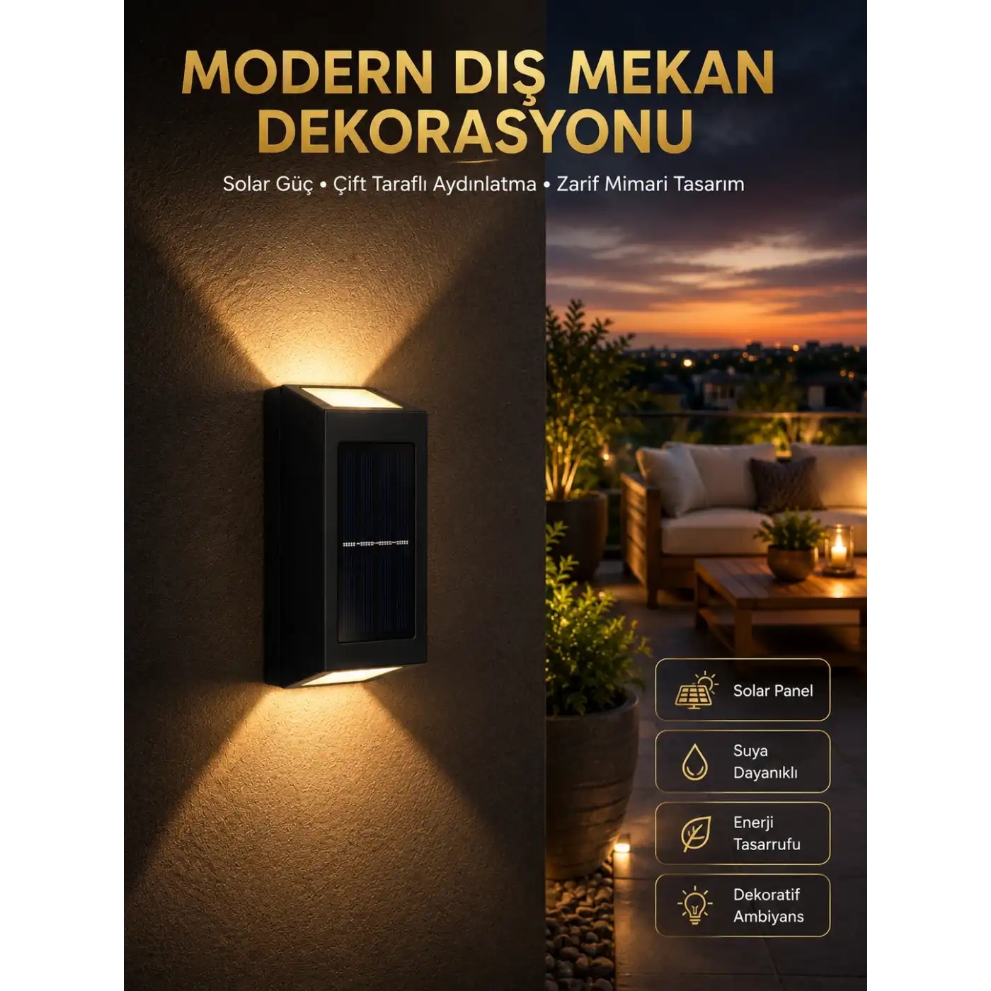 Dekorasyon Aplik Işık Güneş Enerjili Aydınlatma Dekoratif Aydınlatma