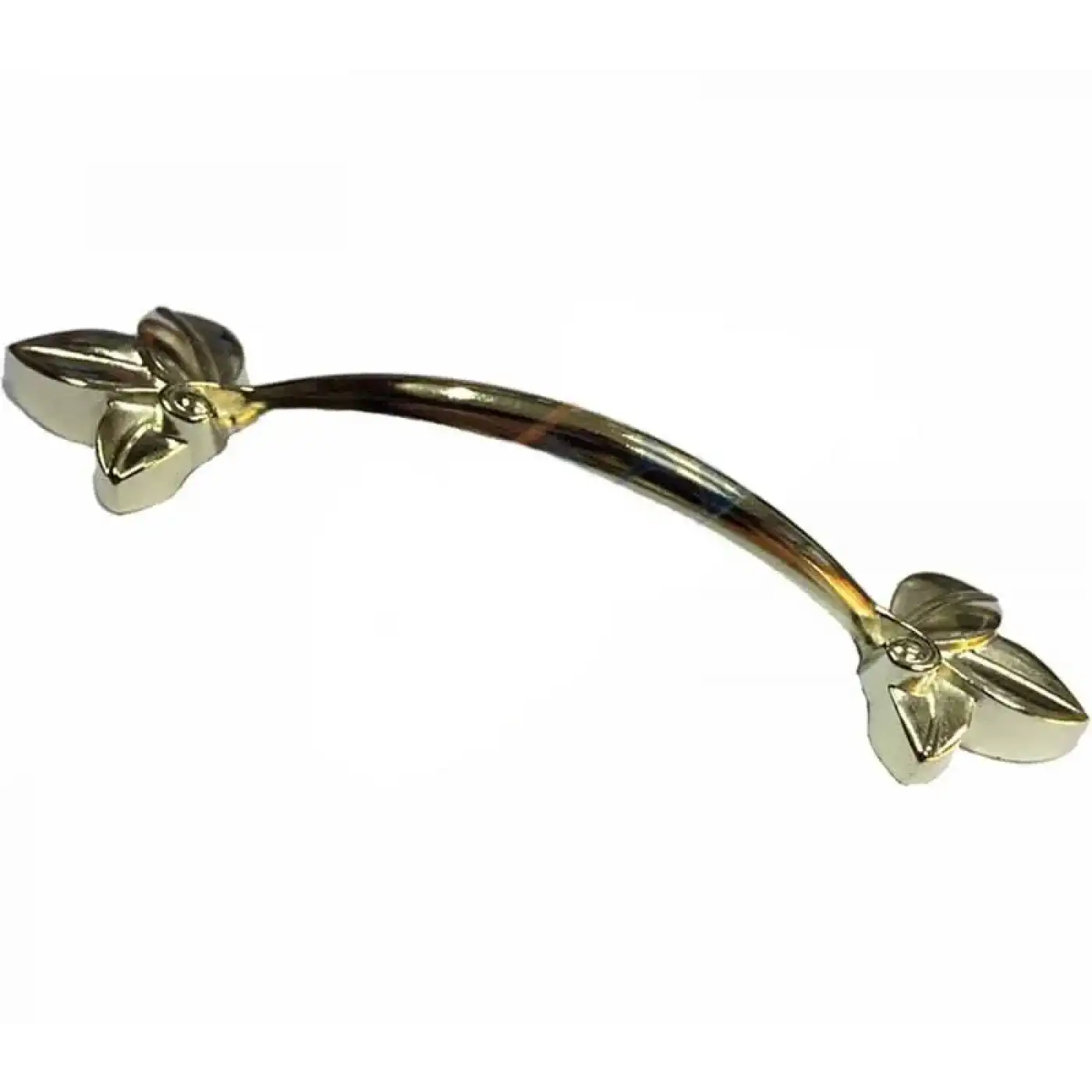 Dekoratif Zamak Yaprak Kulp - 96mm, Sarı, 1 Adet