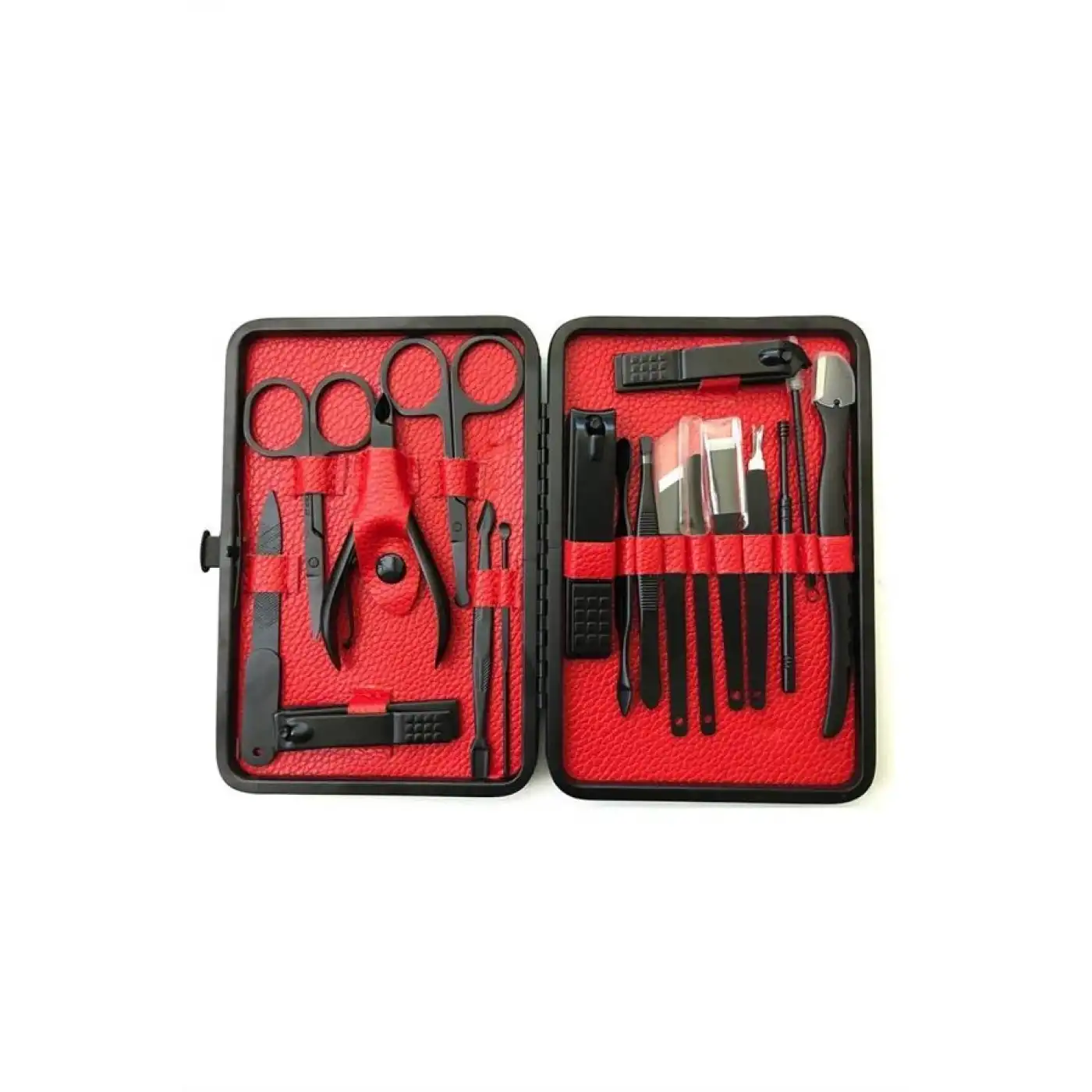 Deri Çantalı Siyah Paslanmaz Çelik 17 Parça Manikür Pedikür Seti