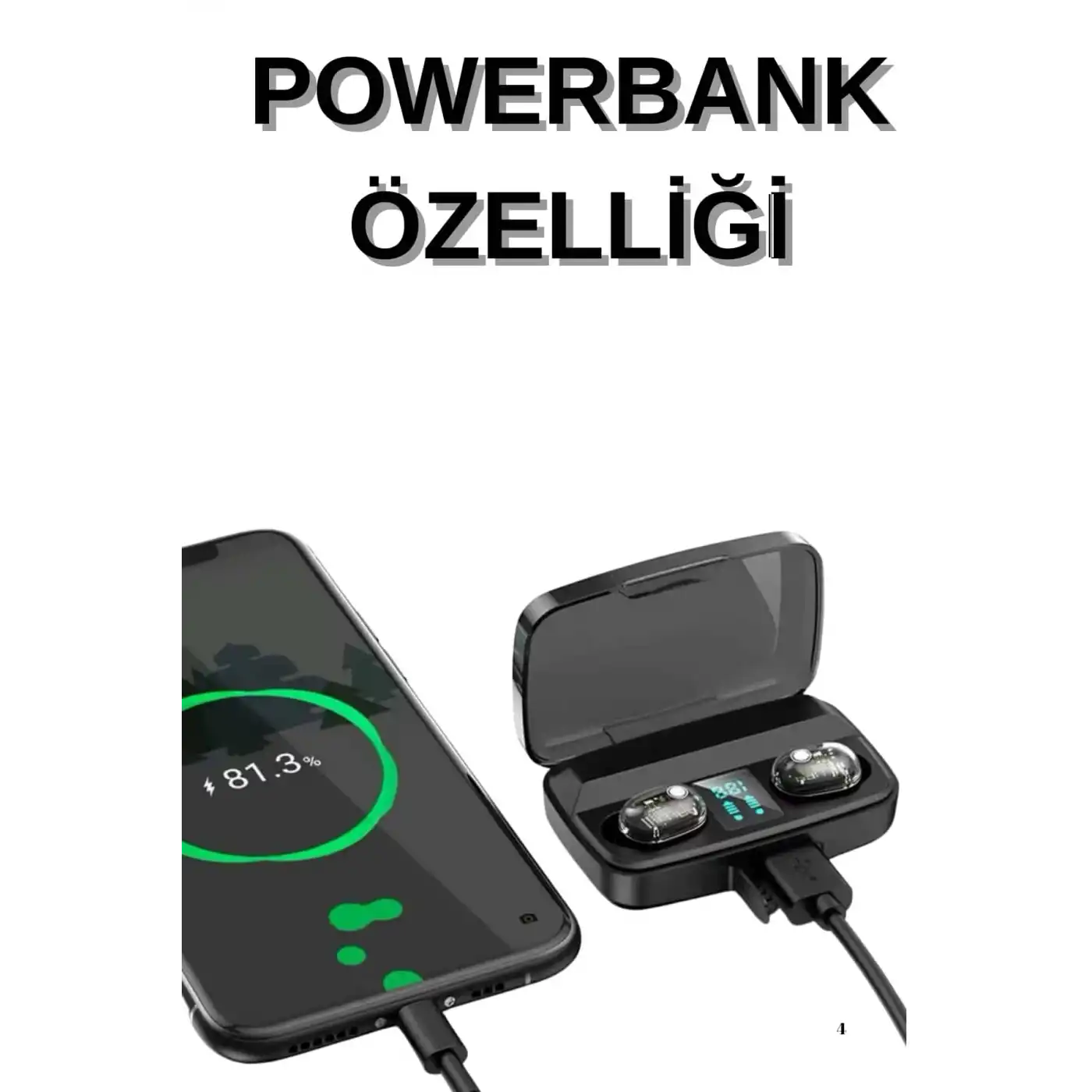 Dijital Göstergeli Bluetooth Kulaklık Kablosuz TWS Stereo Bluetooth 5.0