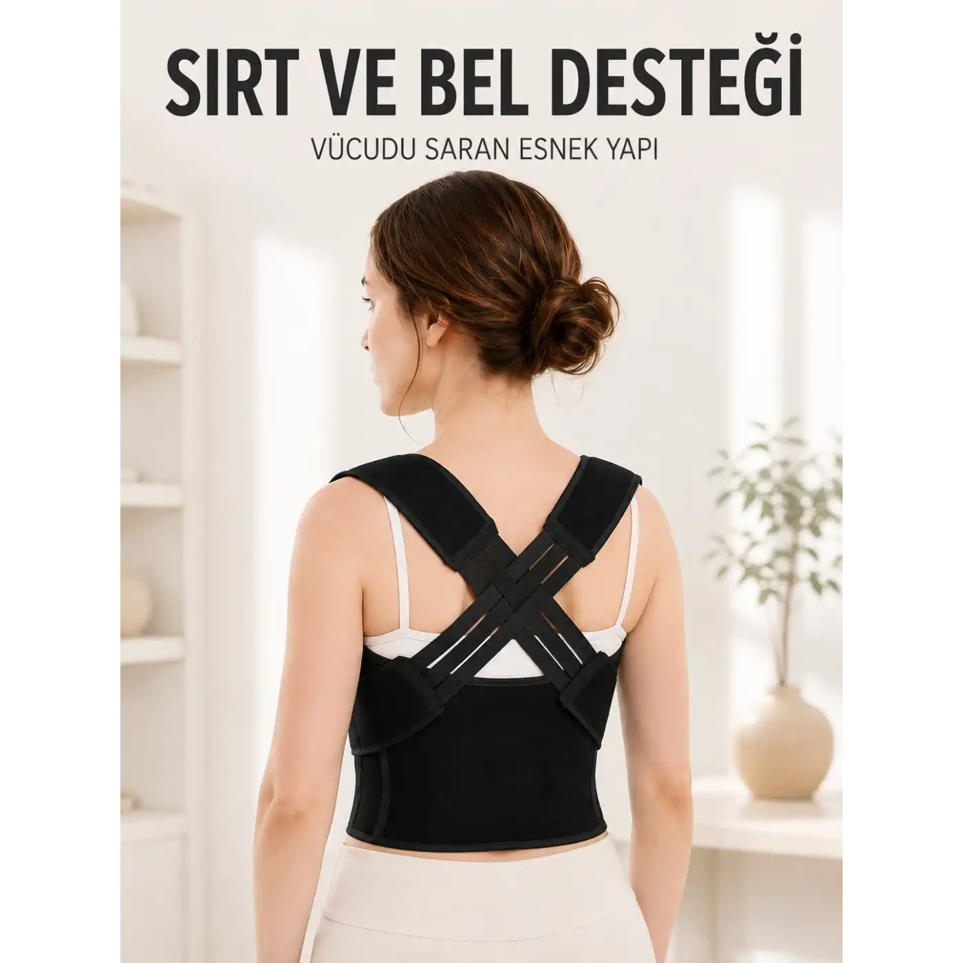 Dik Duruş Korsesi Ayarlanabilir Lastikli Sırt ve Bel Destekli Postür Korsesi