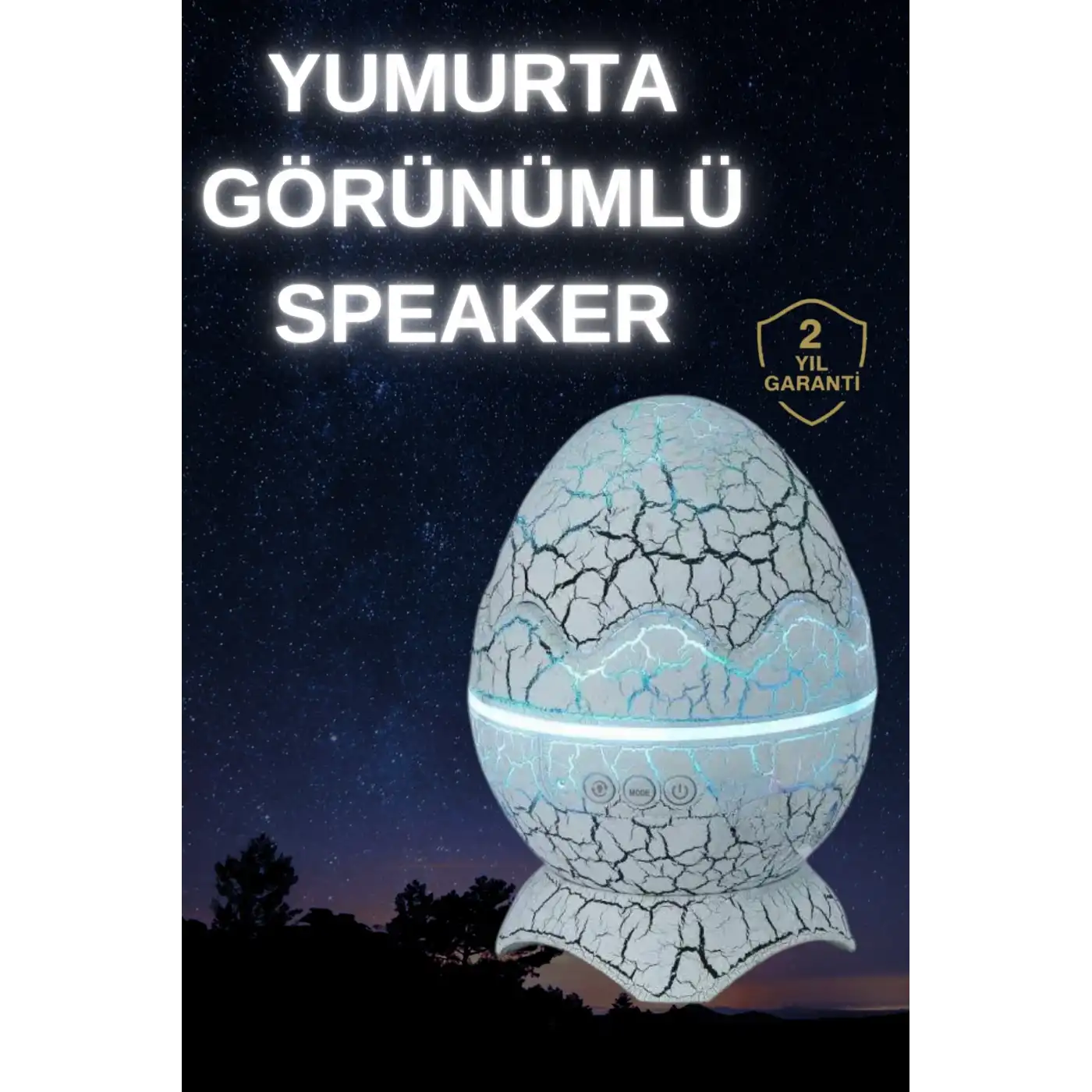 Dinozor Yumurtası Gece Masa Lambası Bluetooth Hoparlör 14 Renk Seçeneği