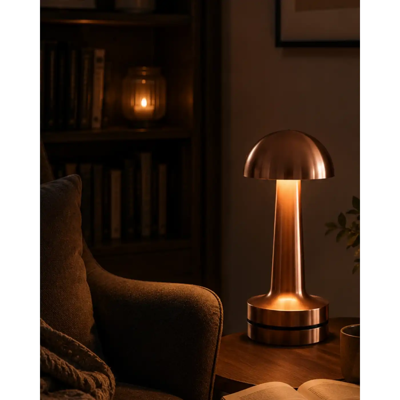 Dokunmatik Mantar Gece Lambası Bronz LED Masa Aydınlatması