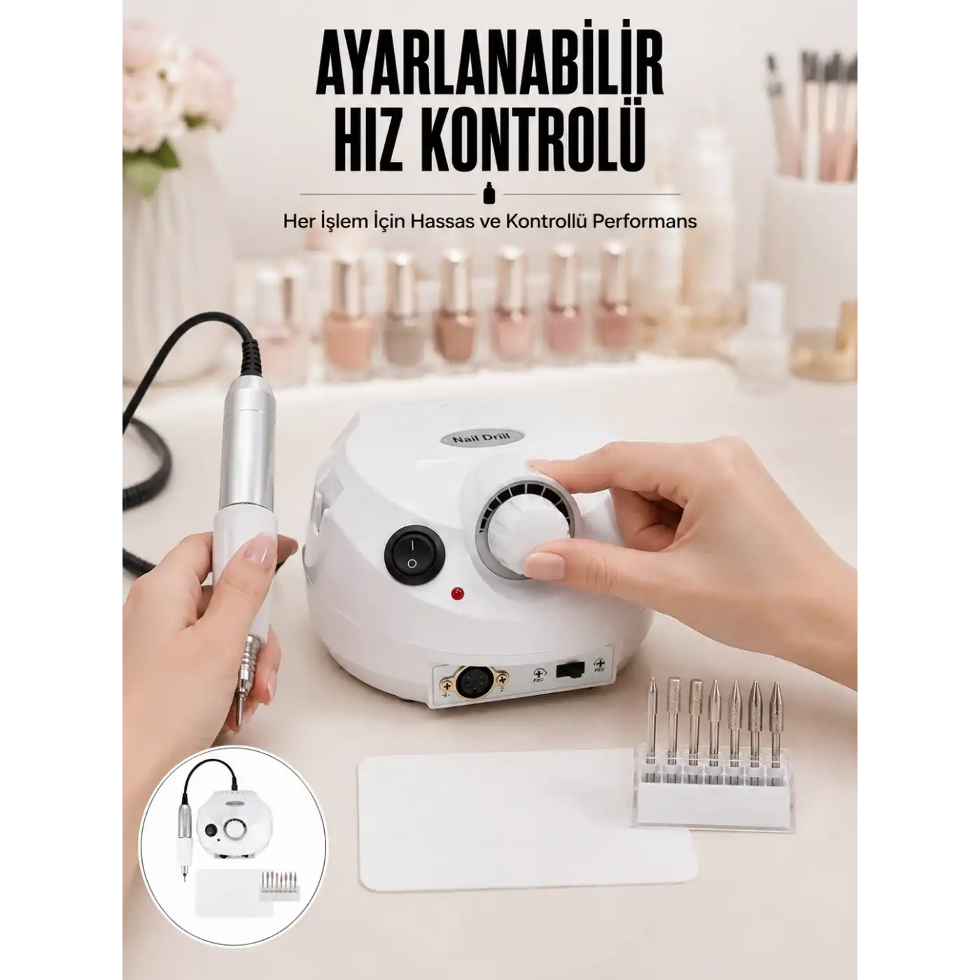 Düşük Gürültülü Tırnak Matkap Seti Salon ve Ev Kullanımı Yeni Nesil