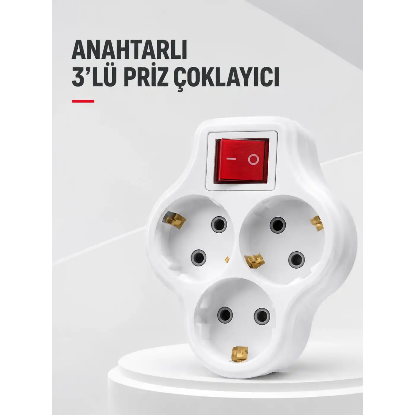 Duvar Tipi 3’lü Priz Çoklayıcı Kablosuz Anahtarlı Kompakt Priz Adaptörü