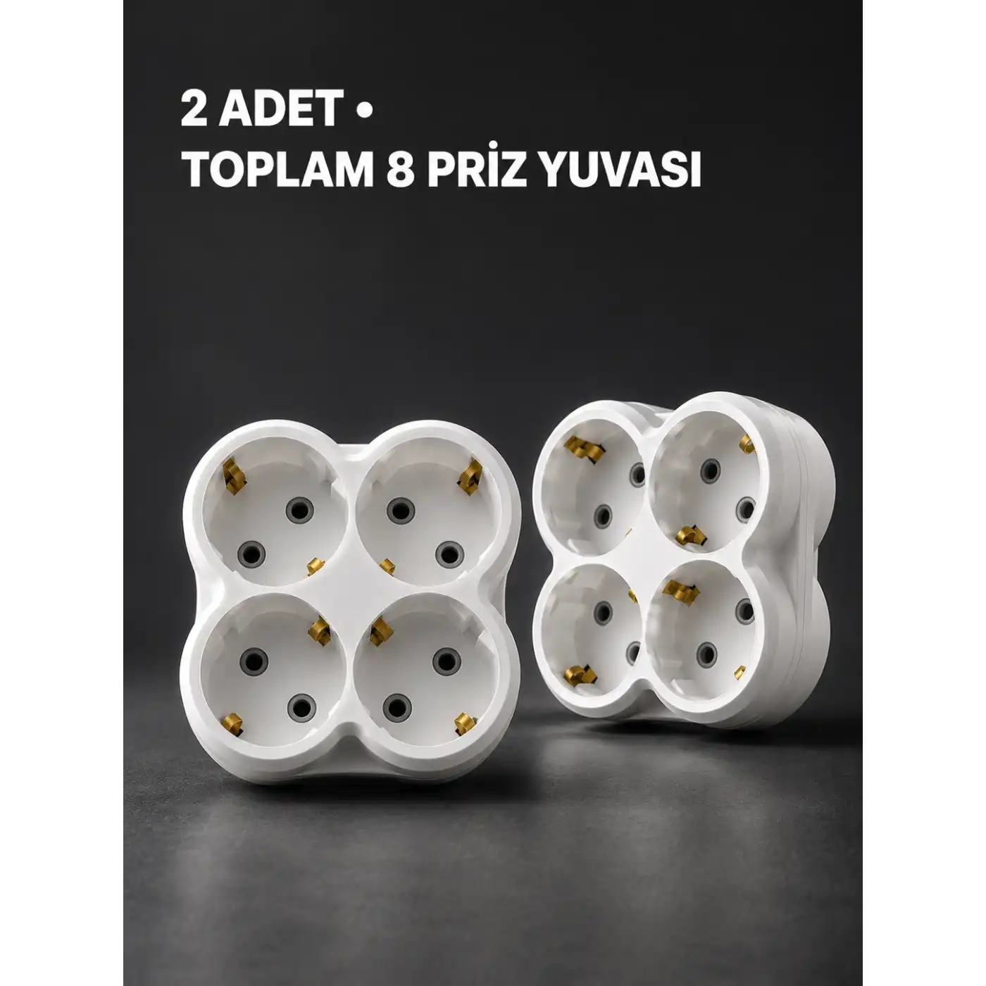 Duvar Tipi 4 Çıkışlı Priz Çoğaltıcı Kablosuz Kompakt Tasarım 2 Adet