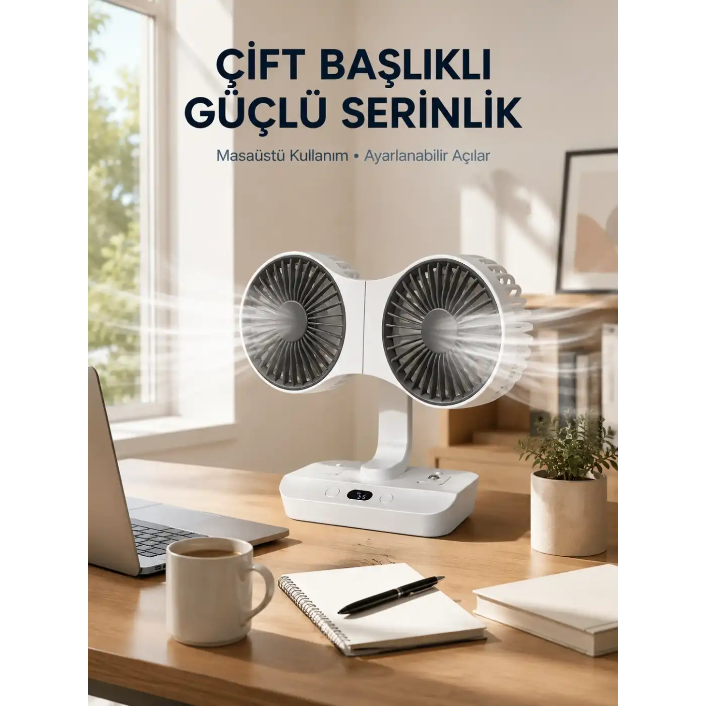 Çift Yöne Hava Üfleyen Masa ve Duvar Tipi Vantilatör