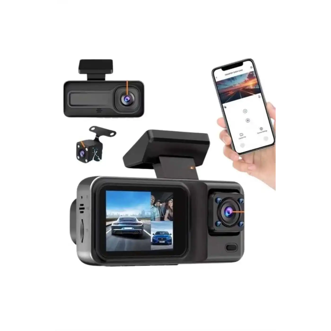 DVR Araç İçi Kamera Ön ve İç Kamera 2 İnç Ekranlı Çift Kamera