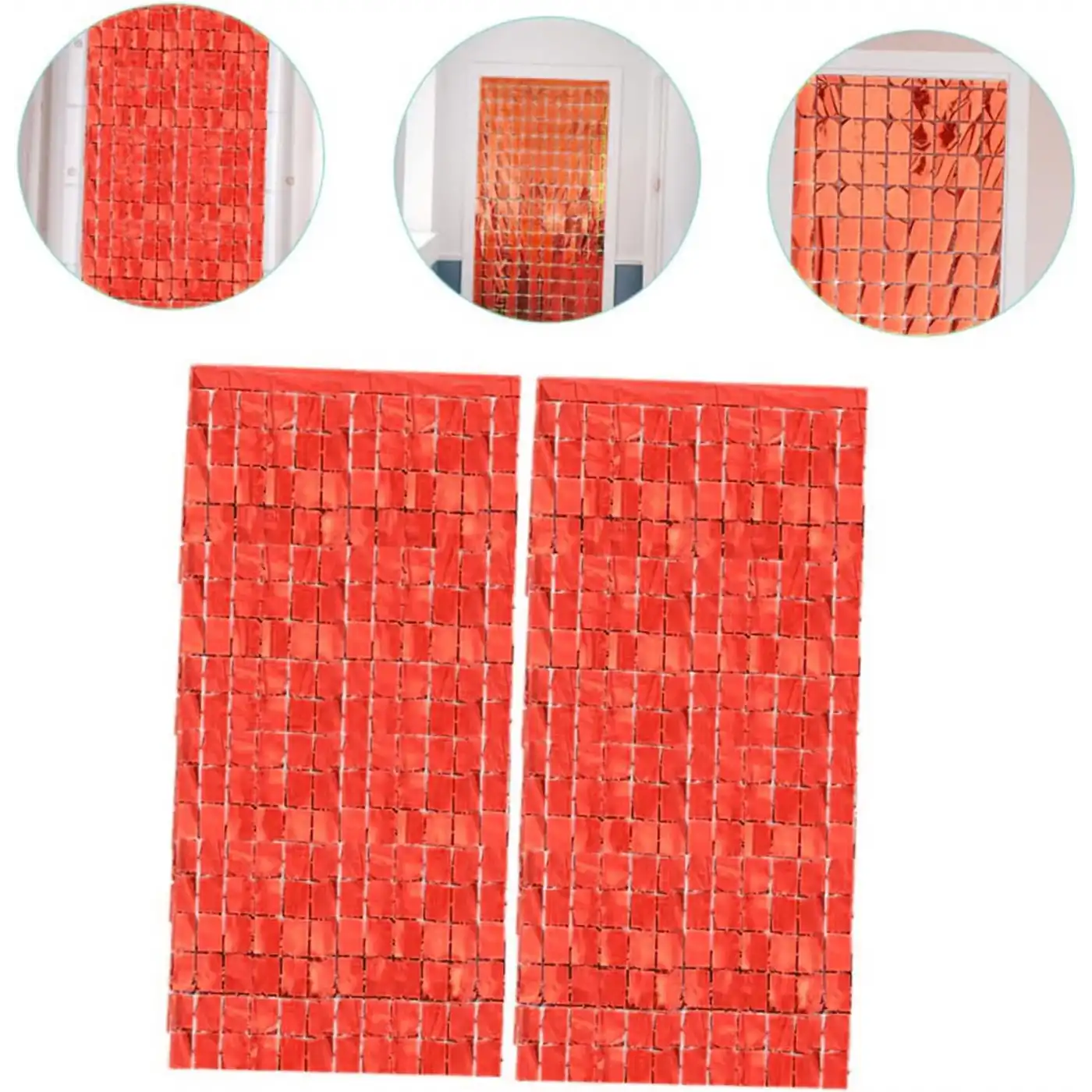 Ekstra Metalize Kırmızı Disko Kapı Perdesi