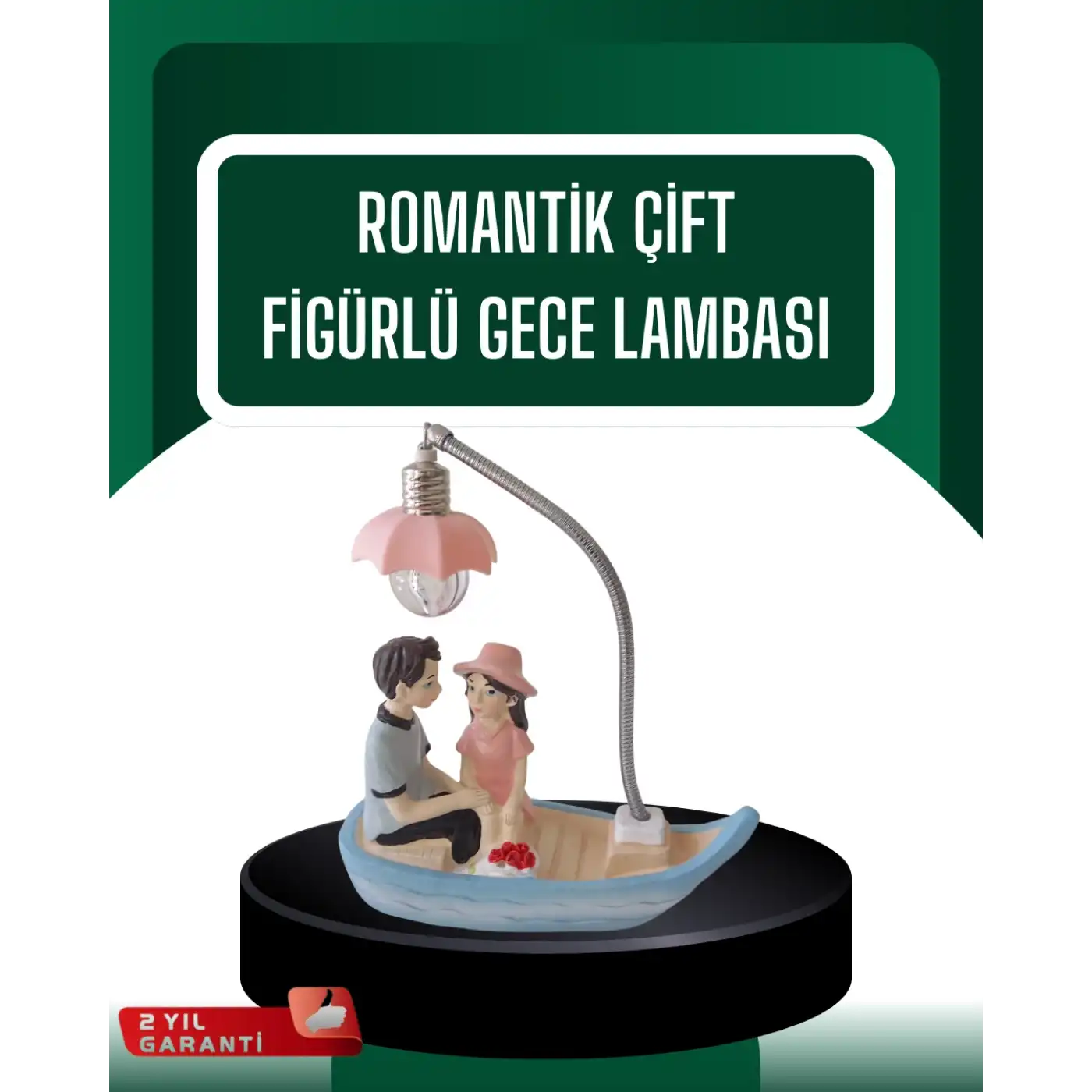 El Ele Tutuşan Çift Figürlü Dekoratif Gece Lambası Romantik Tasarım