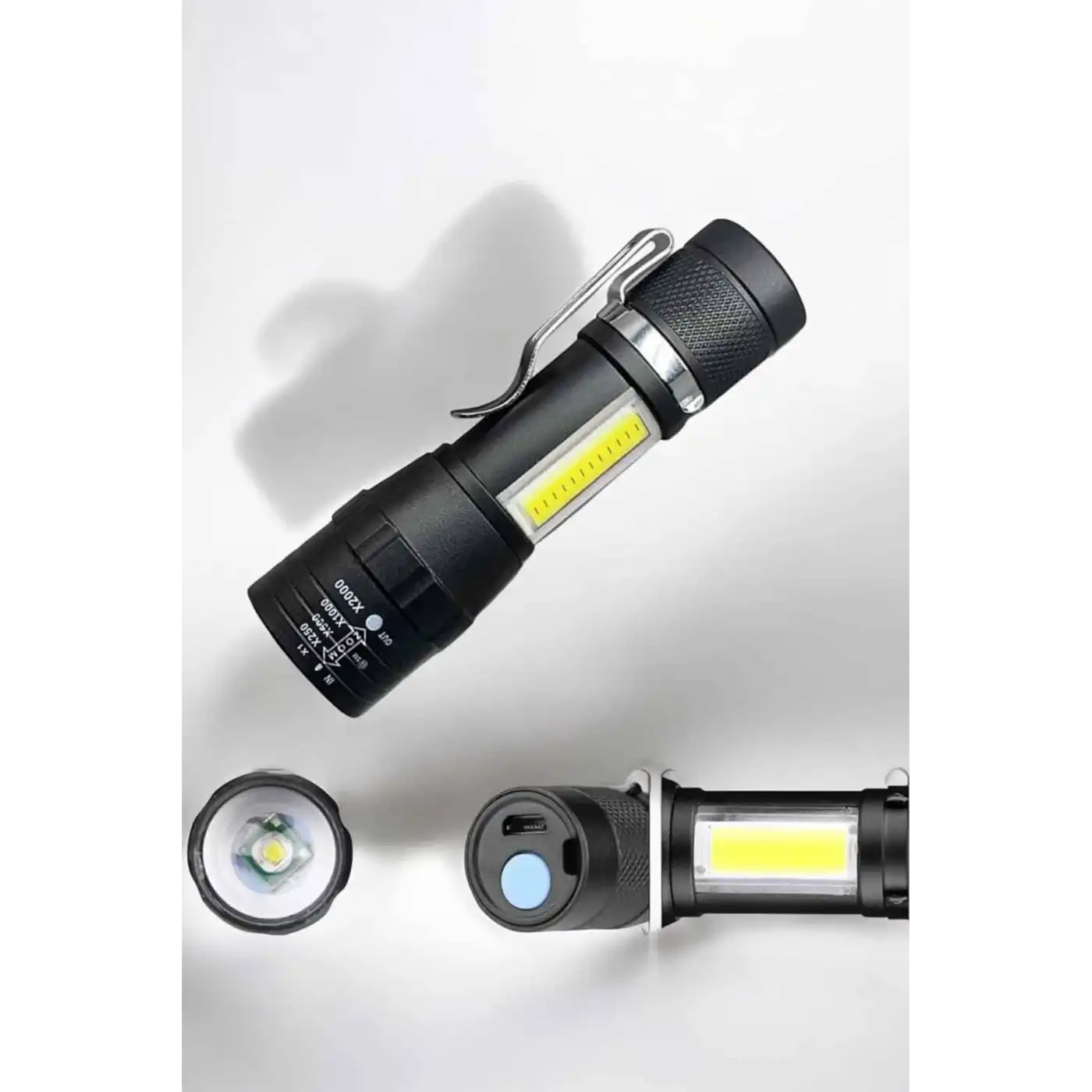 El Feneri Led USB Şarjlı Zoom Mini Led Işık Acil Durum Feneri