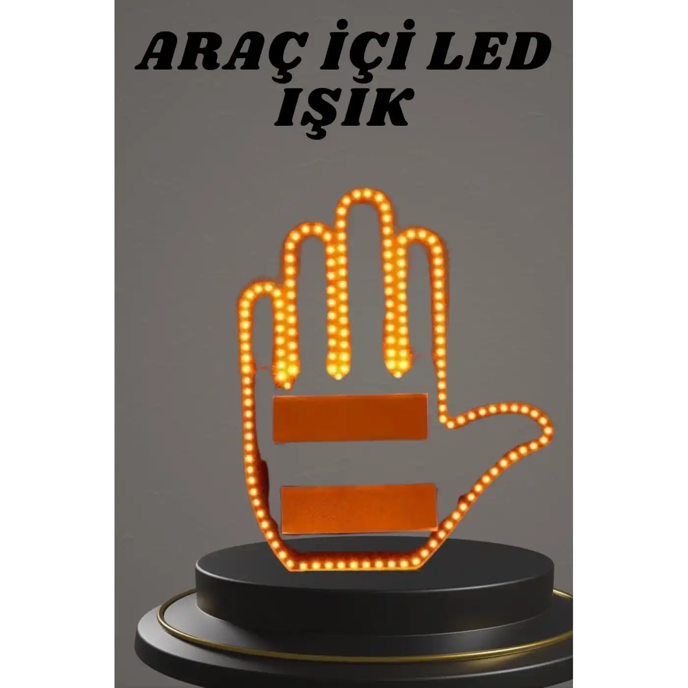 El Orta Parmak Led Kumandalı Araç İçi Reflektör Arka Cam El Simgesi