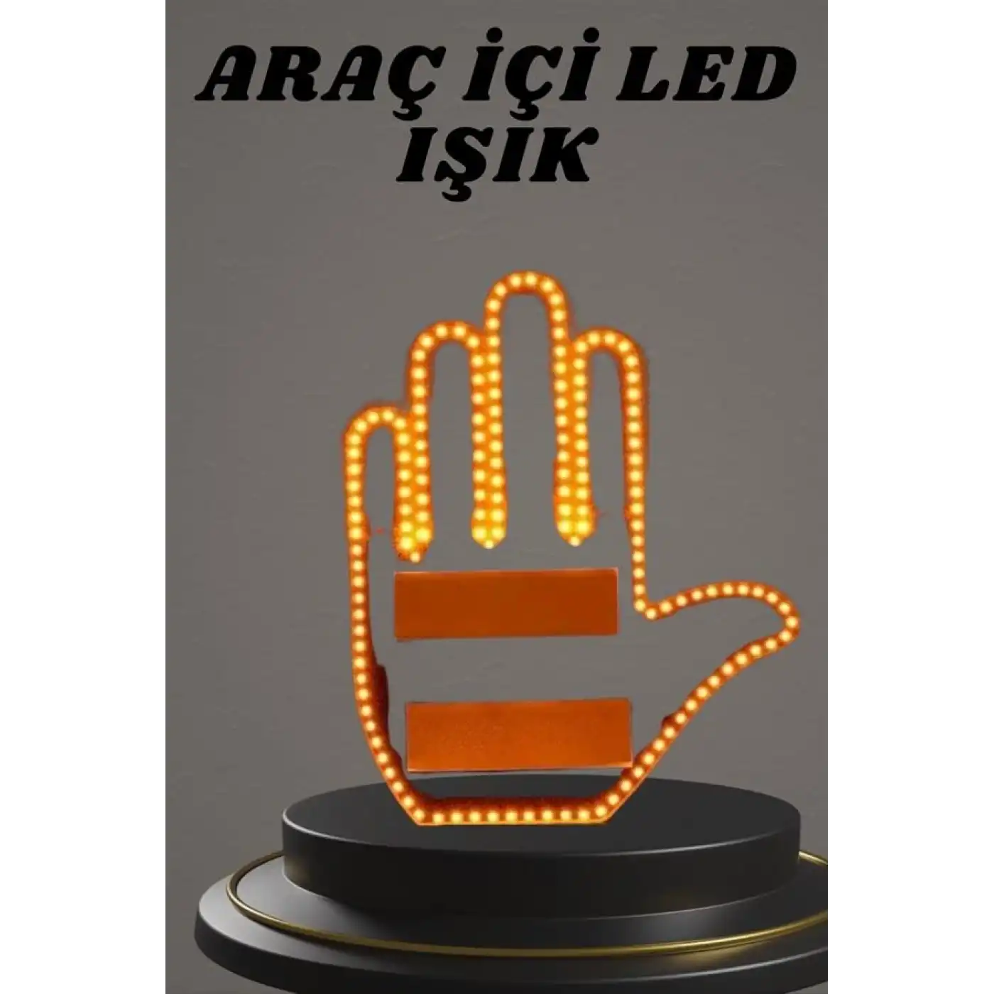 El Orta Parmak Led Kumandalı Araç İçi Reflektör Arka Cam El Simgesi