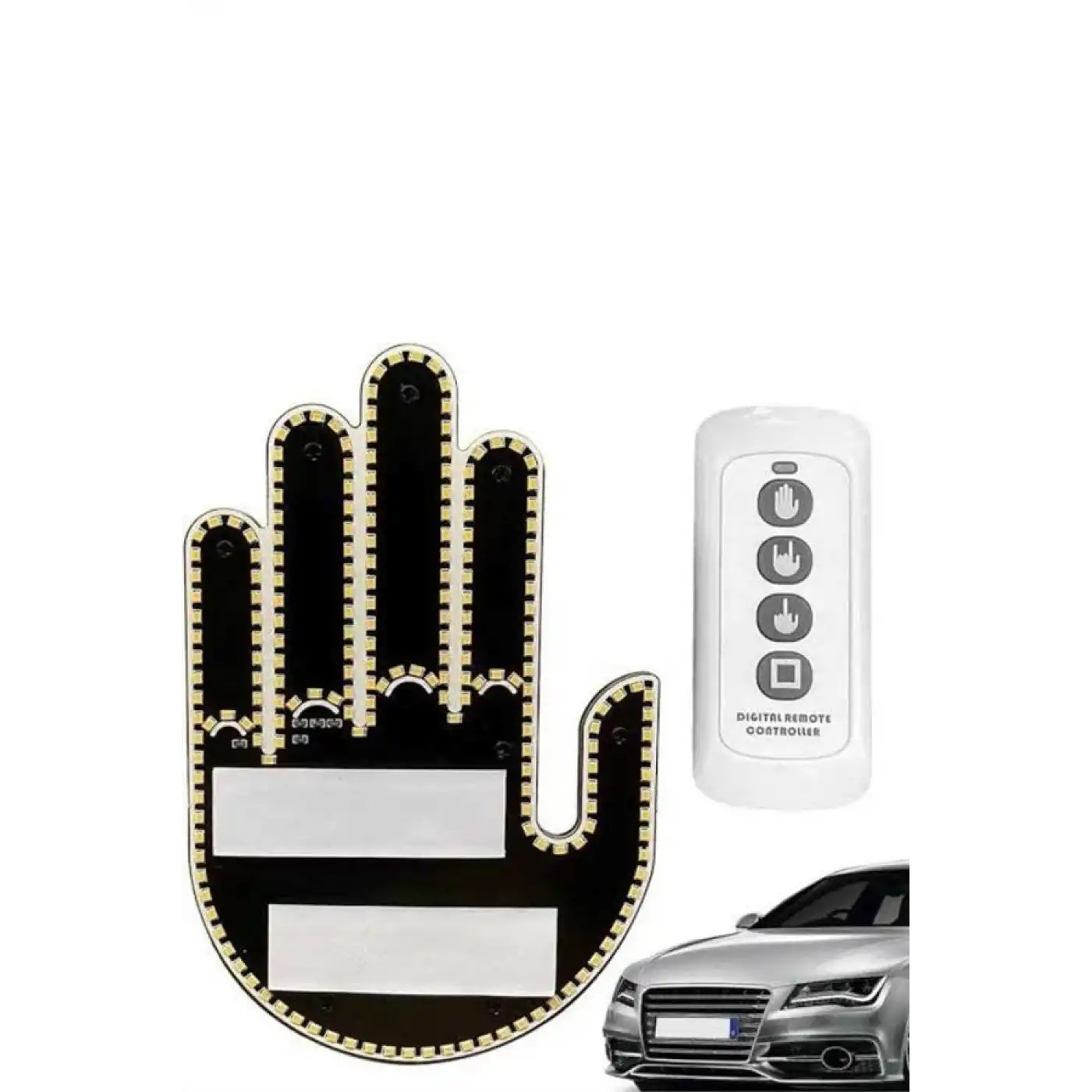 El Orta Parmak Led Kumandalı Araç İçi Reflektör Arka Cam El Simgesi