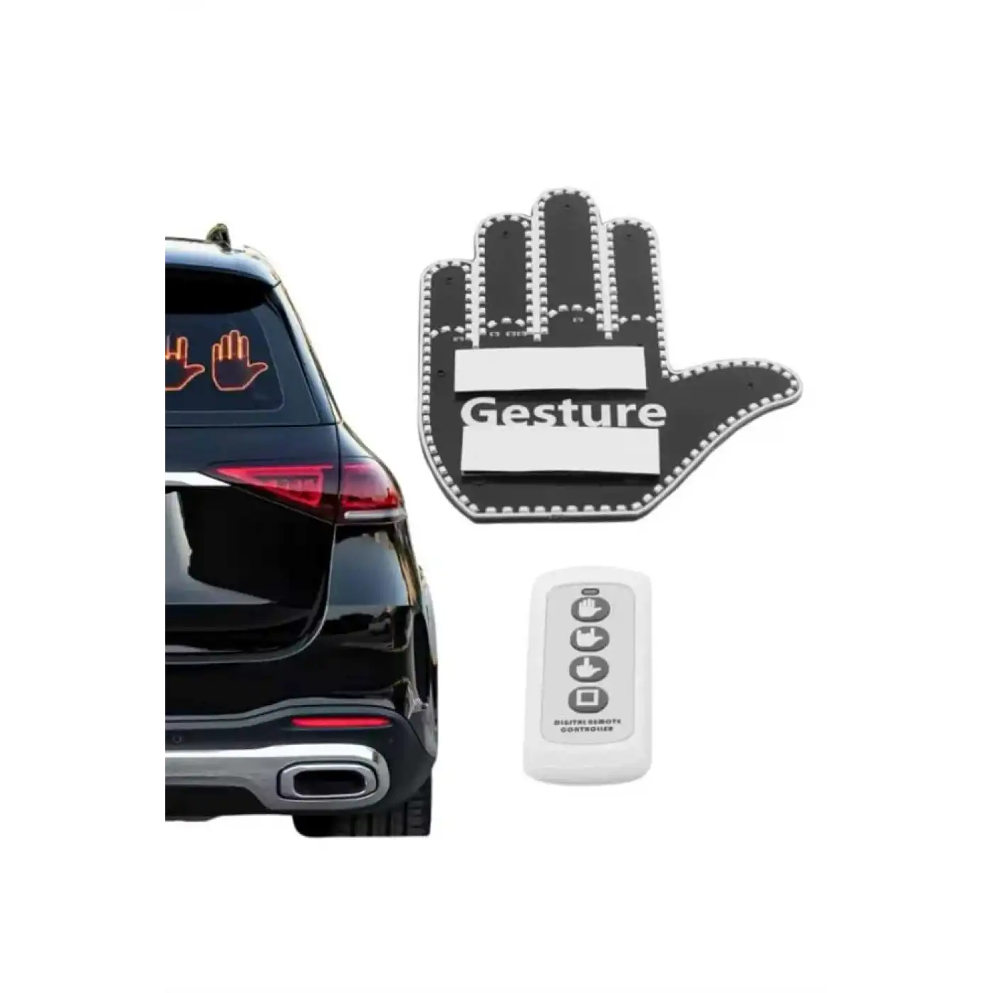 El Orta Parmak Led Kumandalı Araç İçi Reflektör Arka Cam El Simgesi