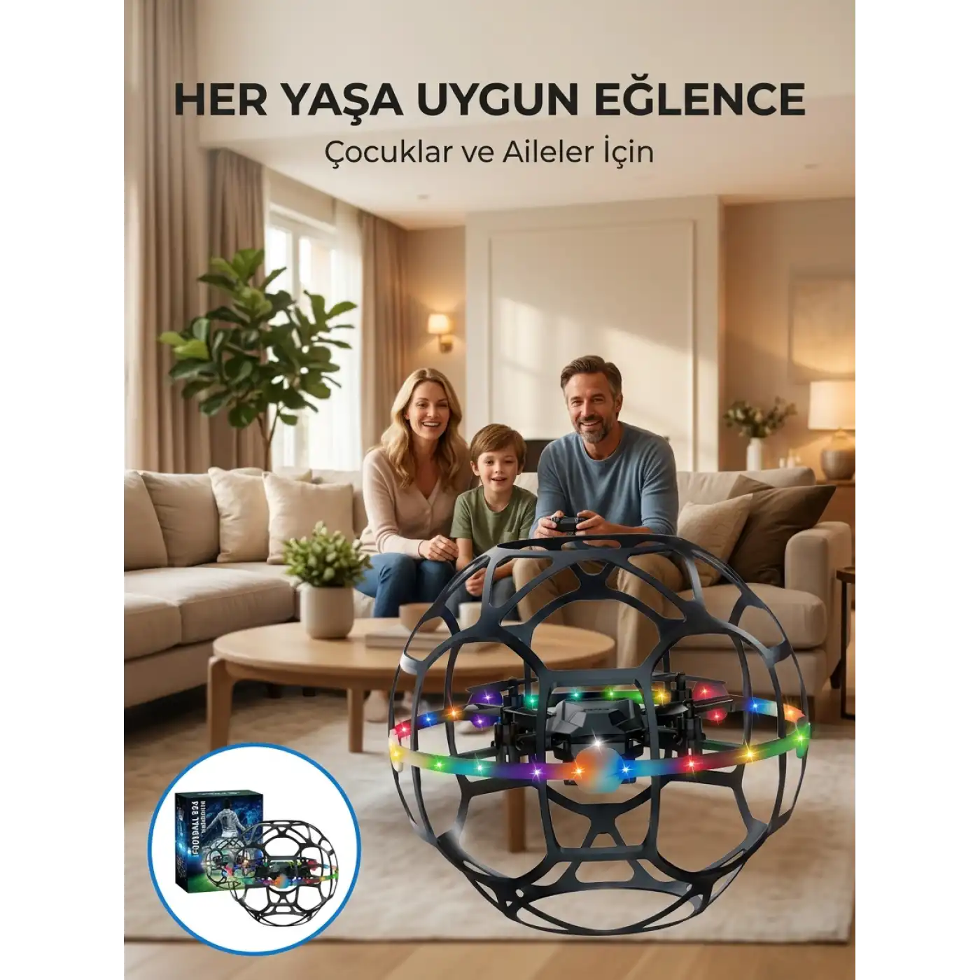 El Sensörlü Uçan Top Drone Çocuklar İçin LED Işıklı Eğlence Oyuncağı