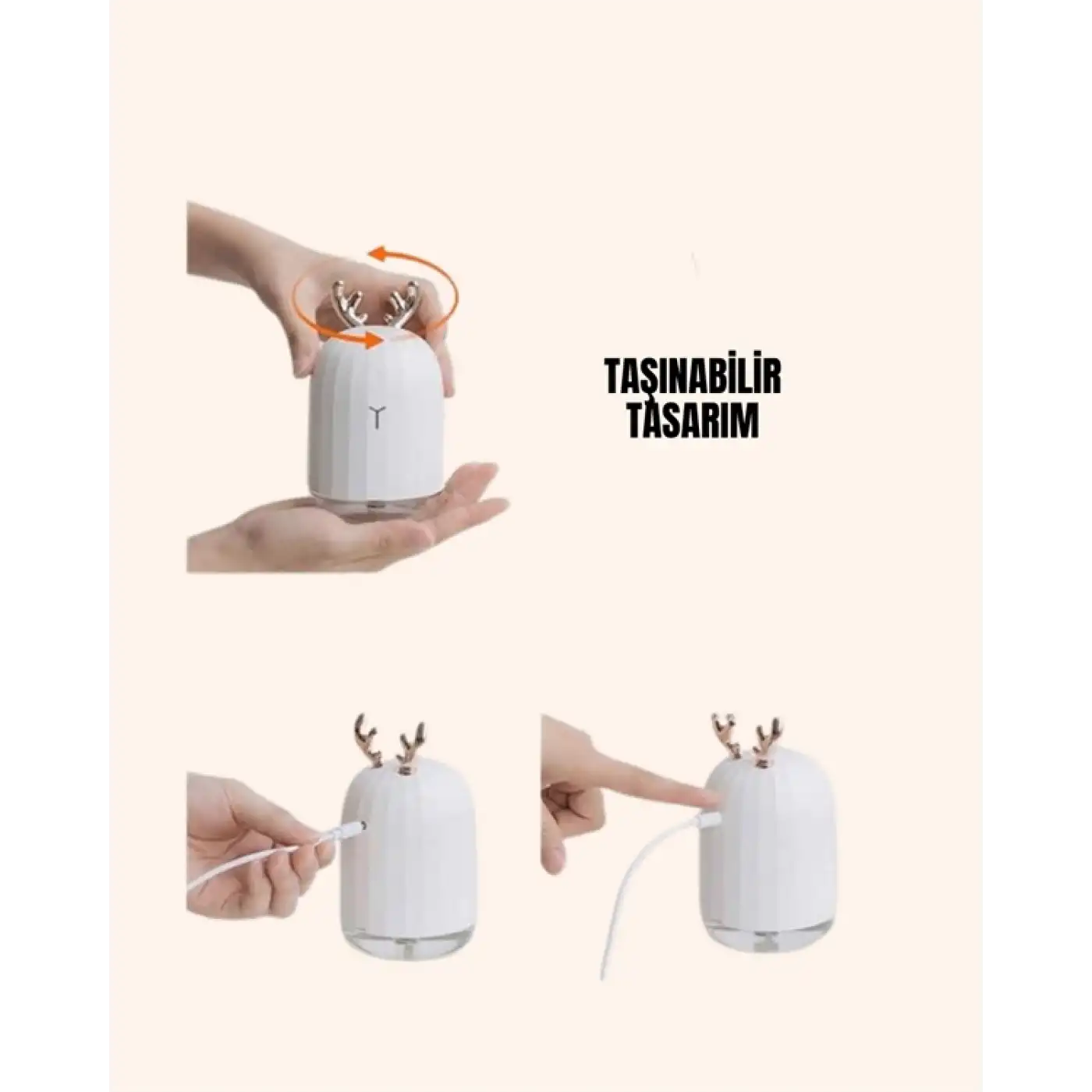 El Tipi USB Mini Soğuk Mist Nemlendirici 220 ml Tank
