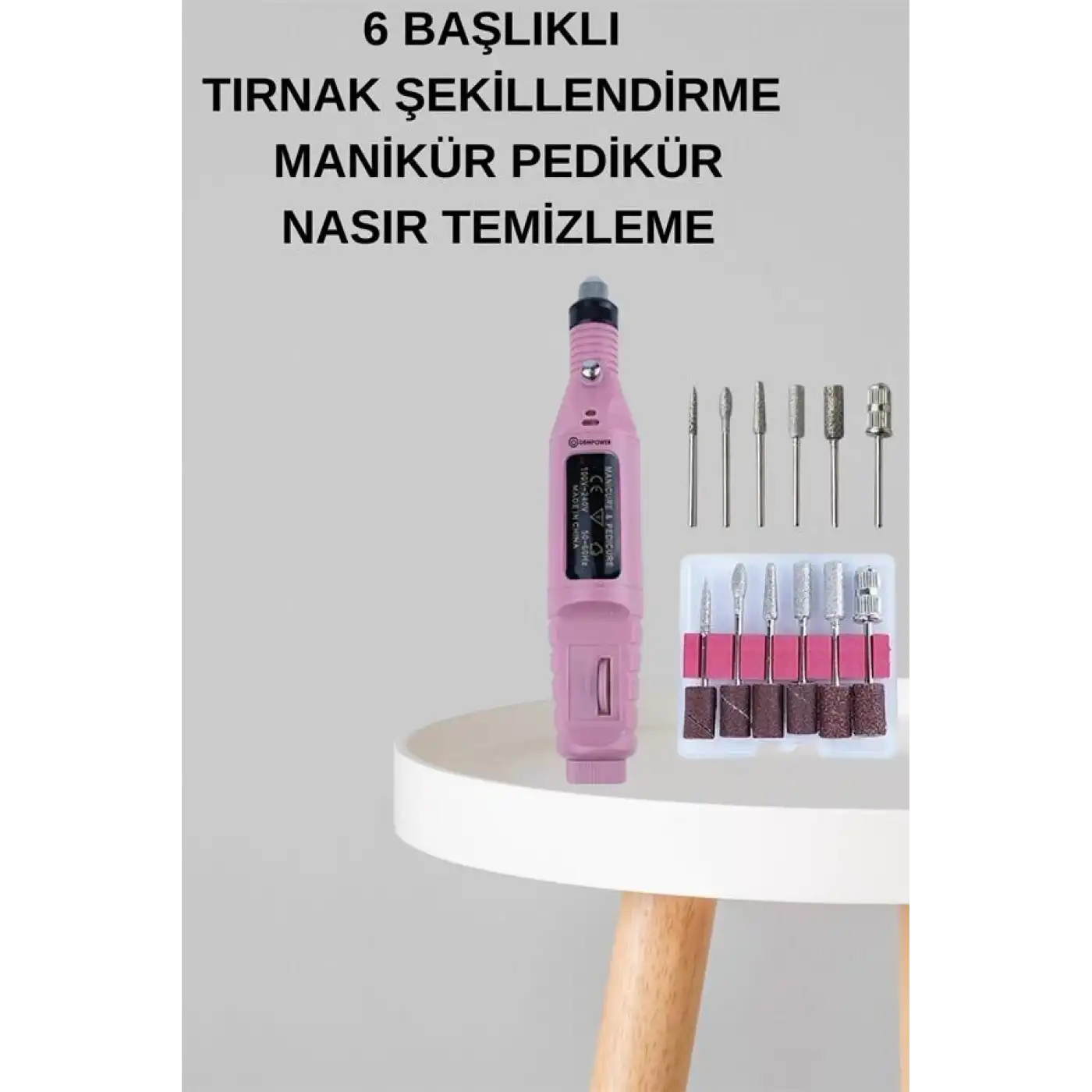 Elektrikli Manikür Pedikür Seti İkili Set 12 Parça Tırnak Bakımı Törpü Protez Çıkarma