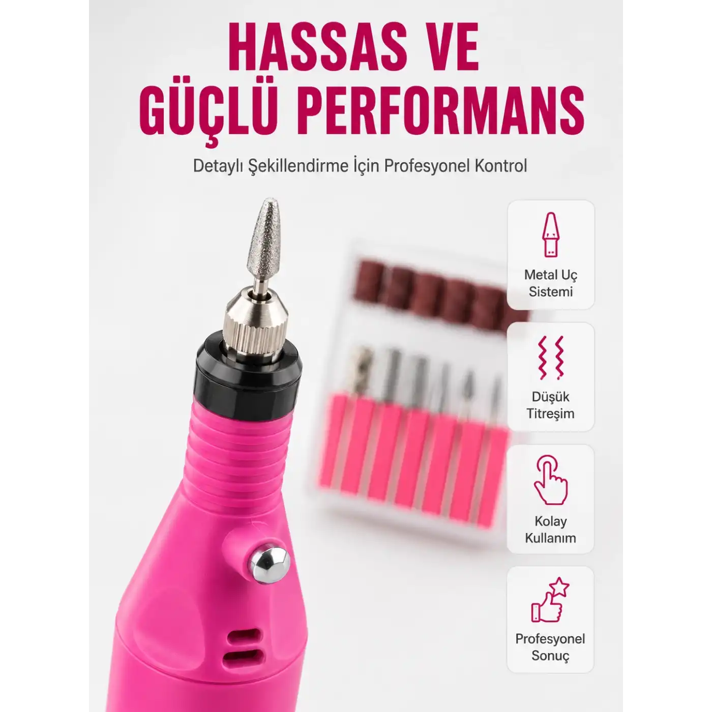 Elektrikli Manikür Pedikür Törpü Seti 6 Başlıklı Yeni Nesil