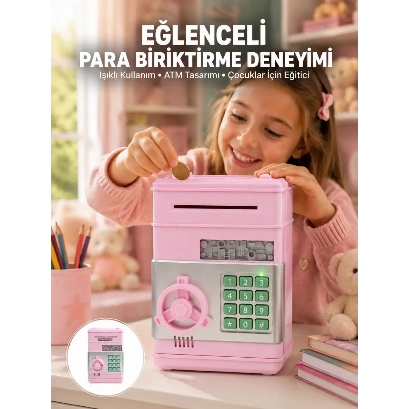 Elektronik Şifreli Otomatik Para Yutan Çocuk Kumbarası