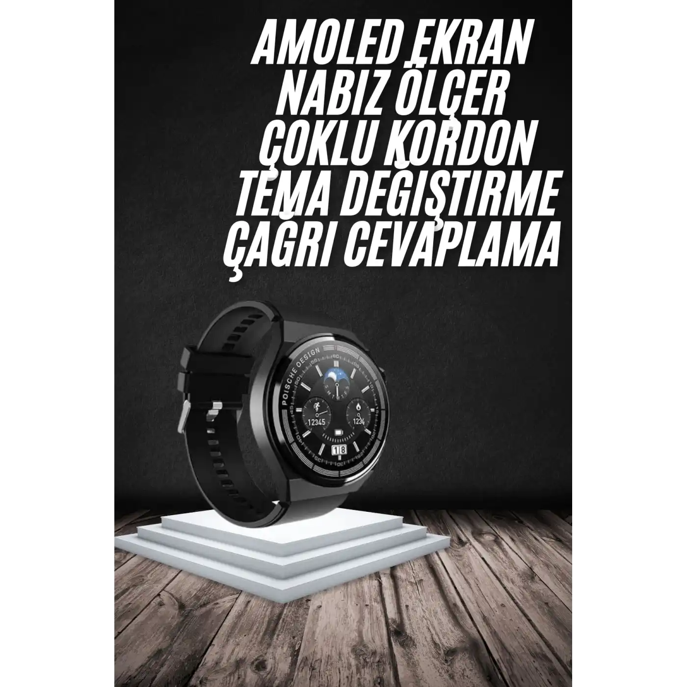 En Çok Tercih Edilen Akıllı Saat Amoled Ekran Nabız Sensörü GPS Uyumlu Adımsayar