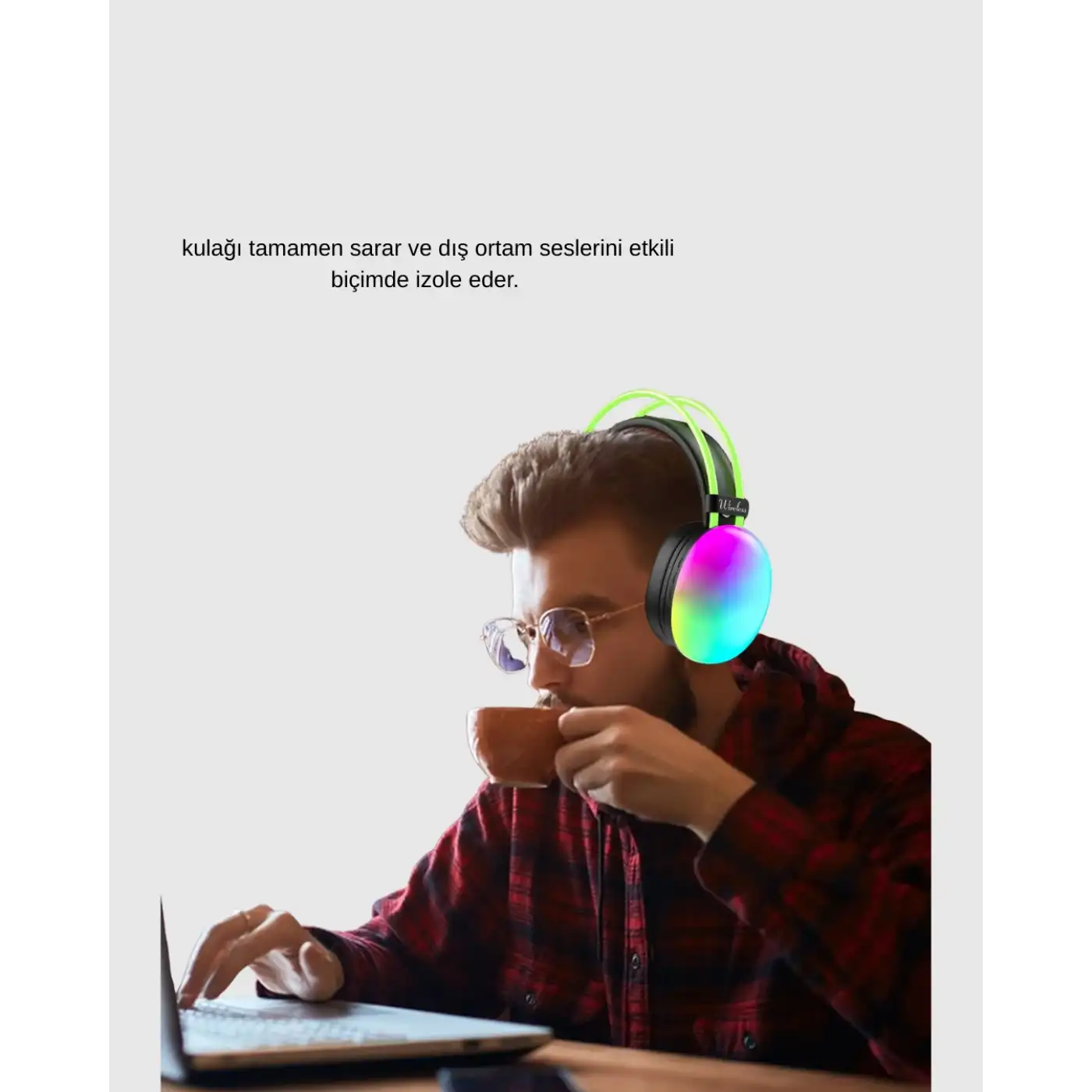 Ergonomik RGB Bluetooth Kulaklık 3D Ses Yeni Nesil