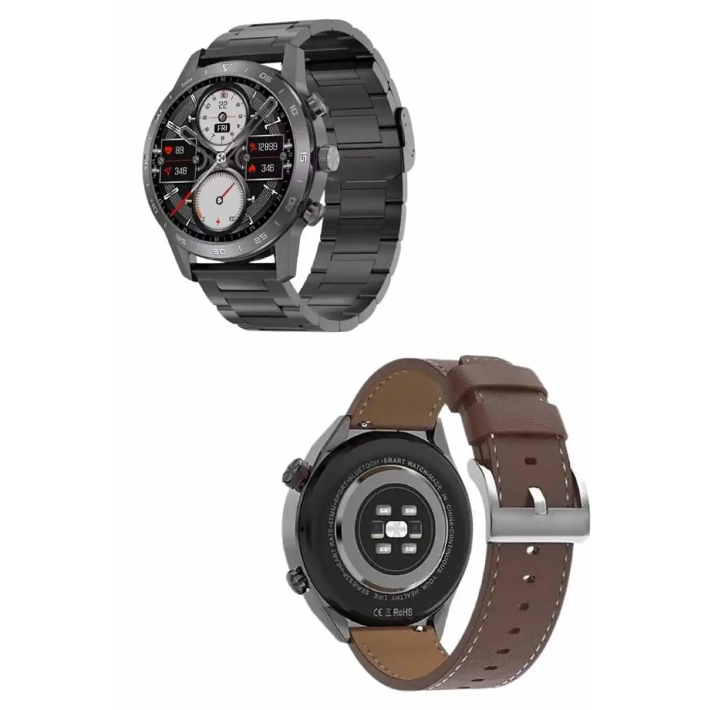 Erkeklere Özel Akıllı Saat Çelik Kordon Bluetooth Bağlantılı İOS ve Android Uyumlu