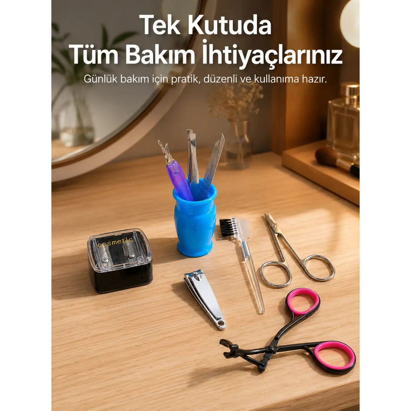 Ev Tipi Manikür Seti Cımbız Tırnak Makası Kaş Makası Bakım Kiti