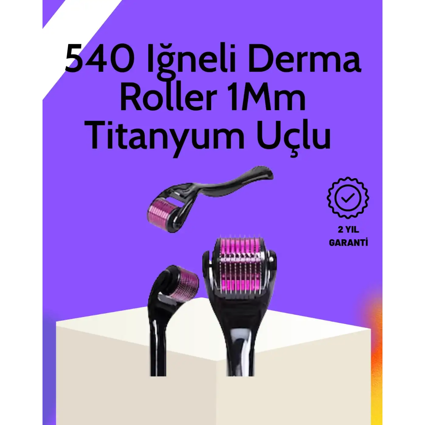 Evde Güvenli Kullanım İçin Titanyum Derma Roller – Siyah Saplı