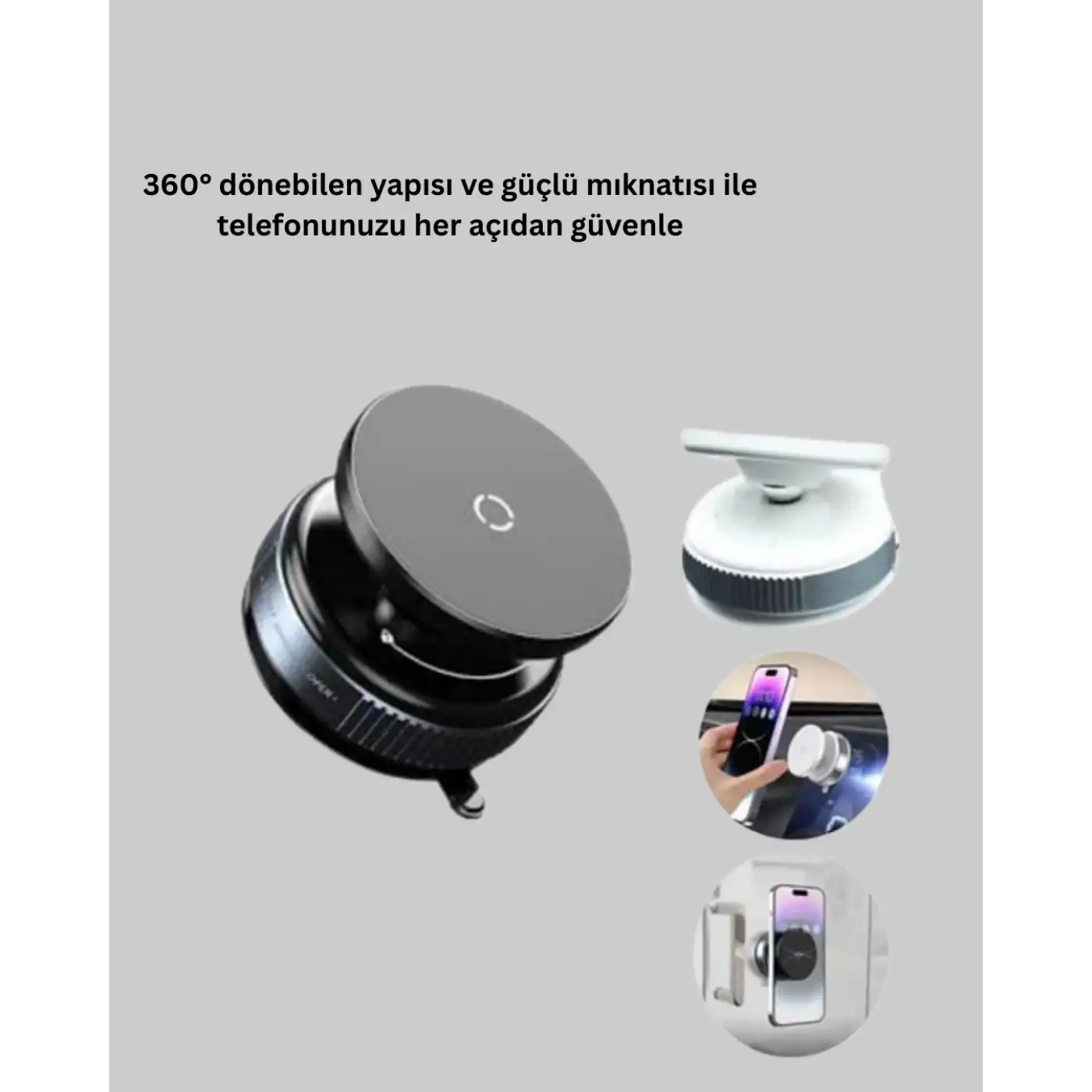 Evrensel Manyetik Araç Telefon Tutucu 360° Döner Başlık
