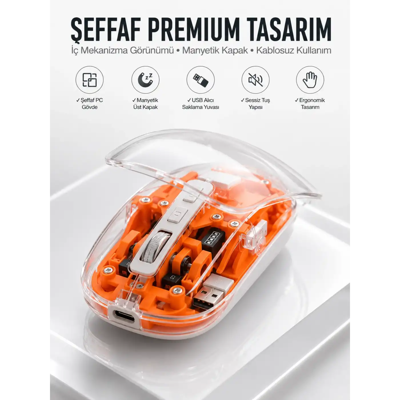 Fare Mouse Çift Modlu Kablosuz Bağlantılı 2.4GHz Destekli Yeni Nesil