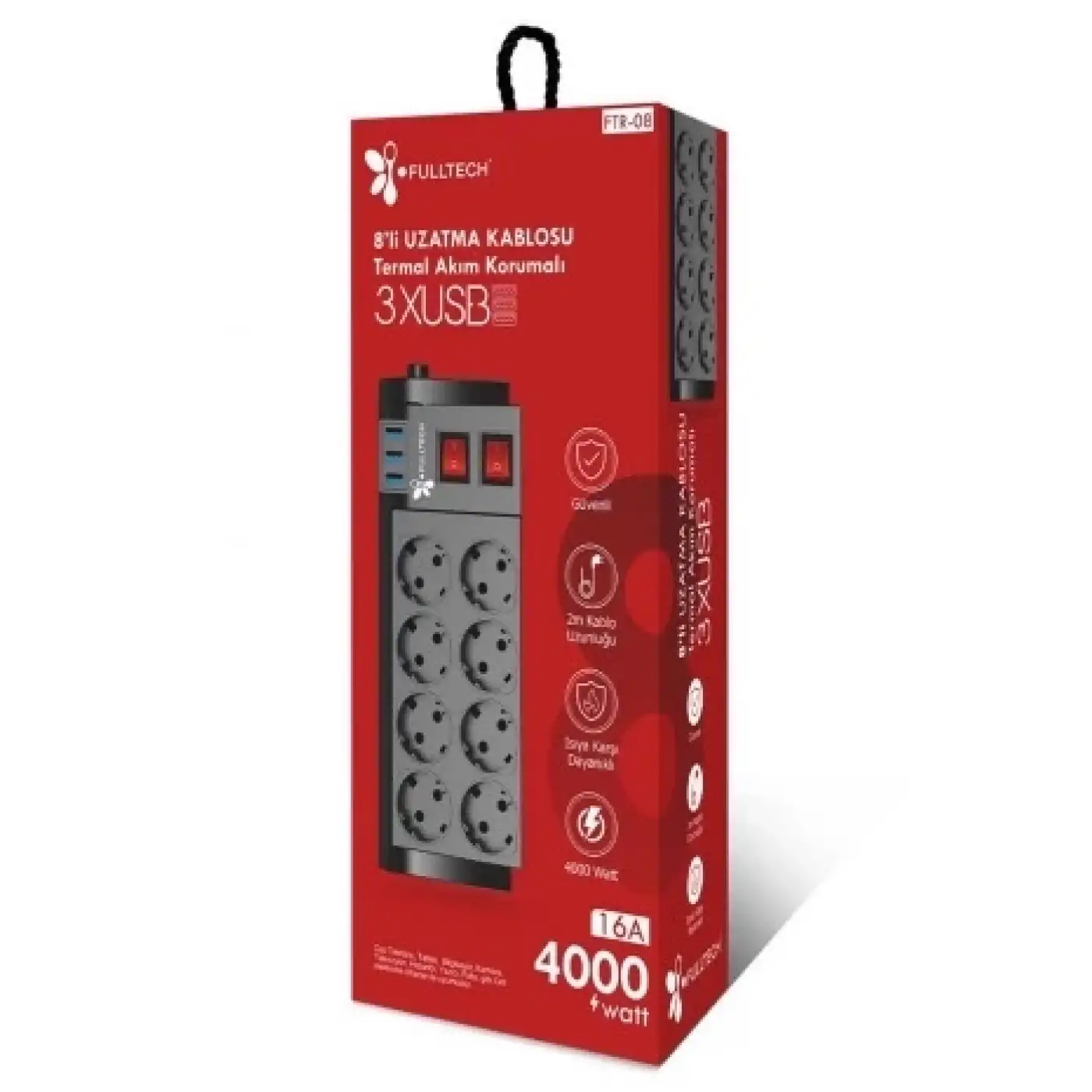 Ftr-08 8’li Termal Akım Korumalı Priz