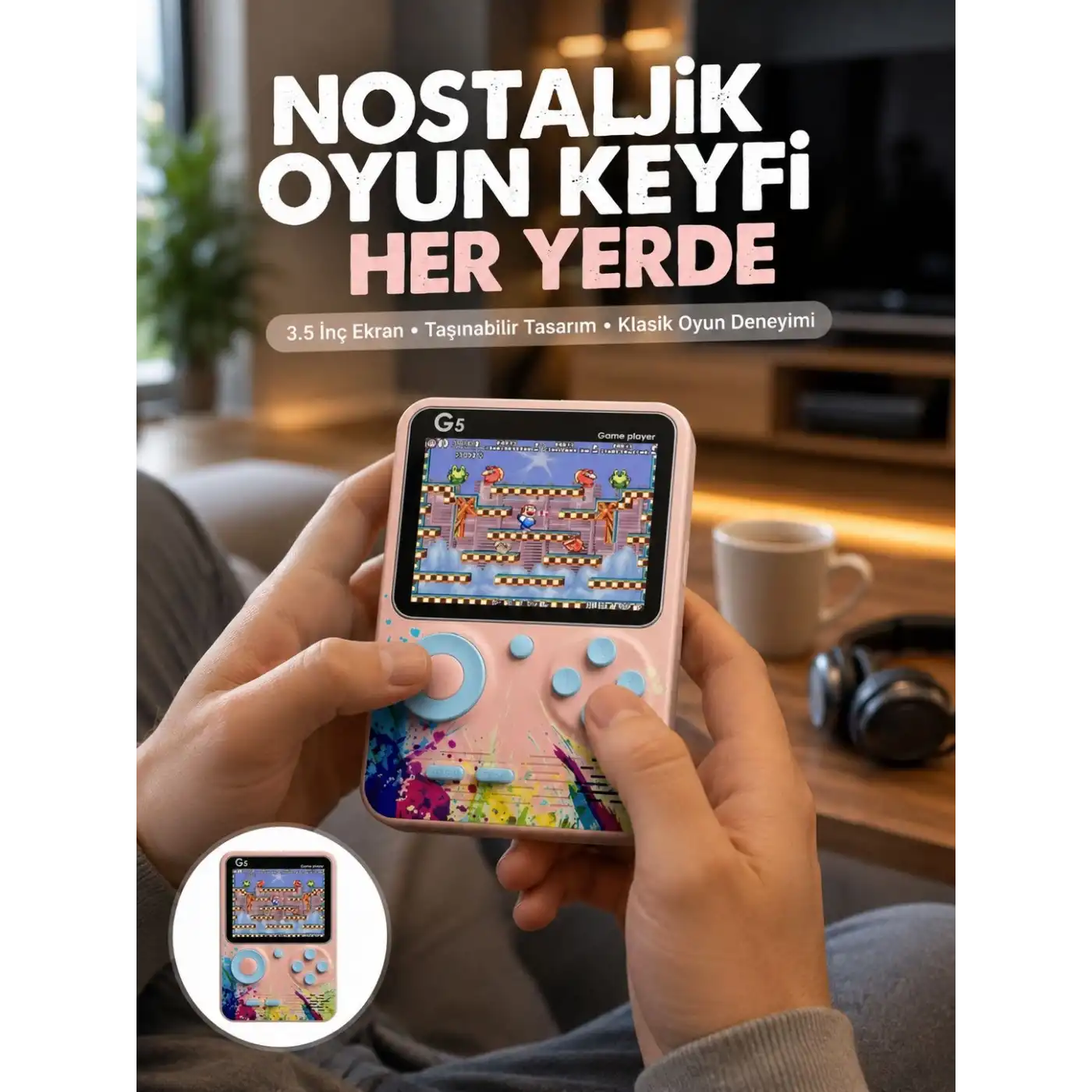 Game Box Mini 500 Adet Retro Oyun Taşınabilir Oyun Konsolu Yeni Nesil