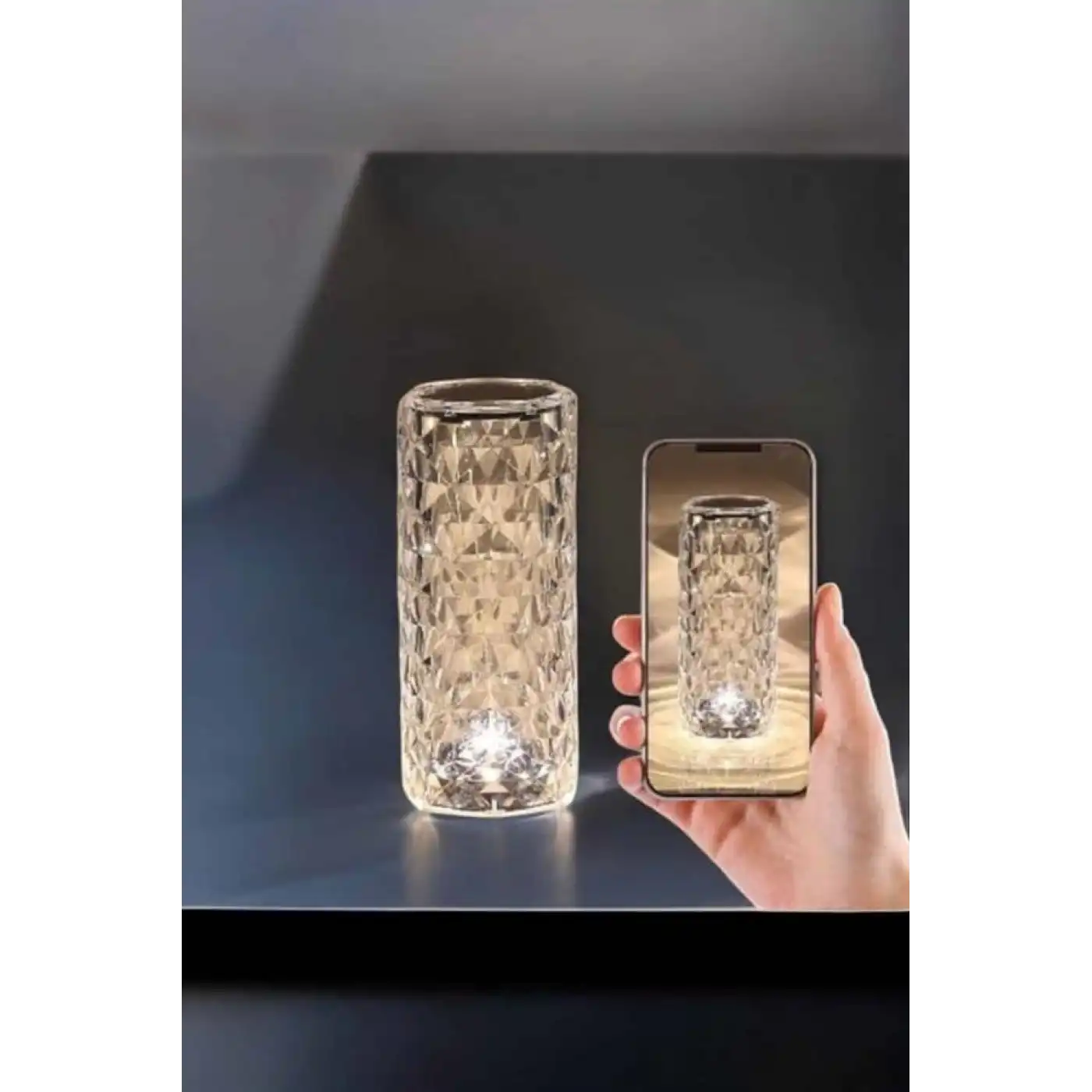 Gece Lambası Kristal Lamba Dokunmatik Şarjlı Hediyelik