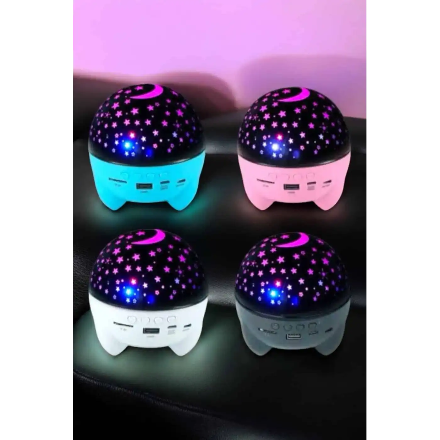 Gece Lambası Projeksiyon Görünümlü Şarjlı Yıldızlı Yuvarlak