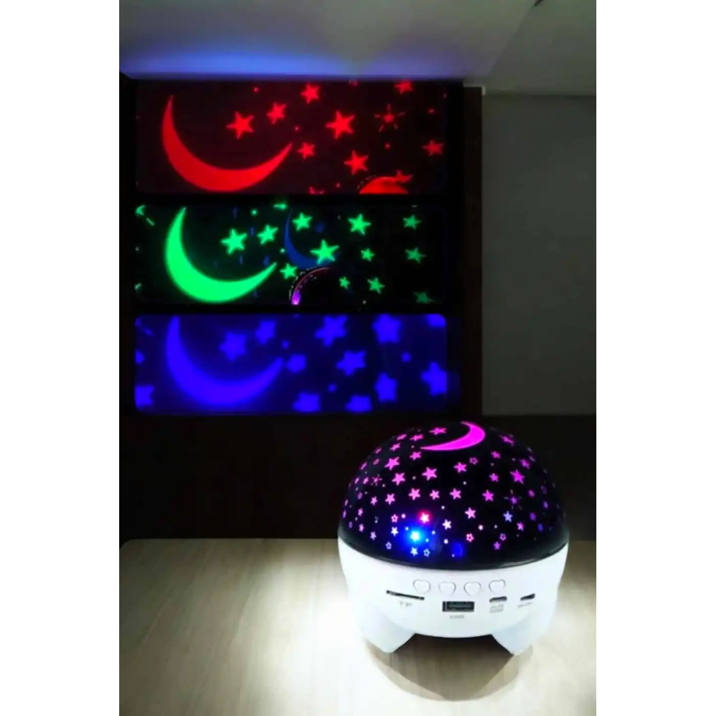 Gece Lambası Projeksiyon Görünümlü Şarjlı Yıldızlı Yuvarlak