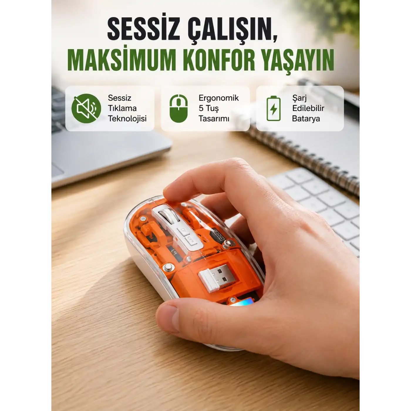 Geniş Uyumluluklu Kablosuz Fare – Windows, Mac, Linux Destekli Yeni Nesil