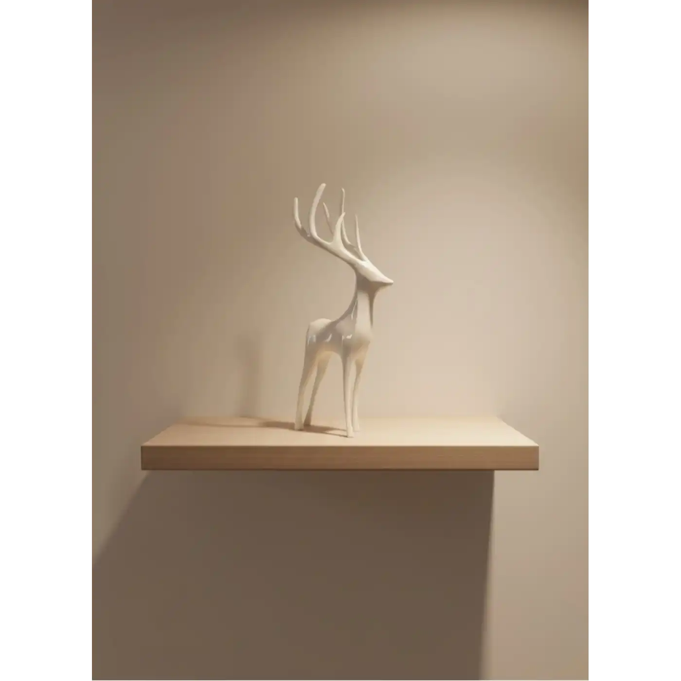 Geyik Figürü Beyaz Modern Salon ve Raf Dekoru