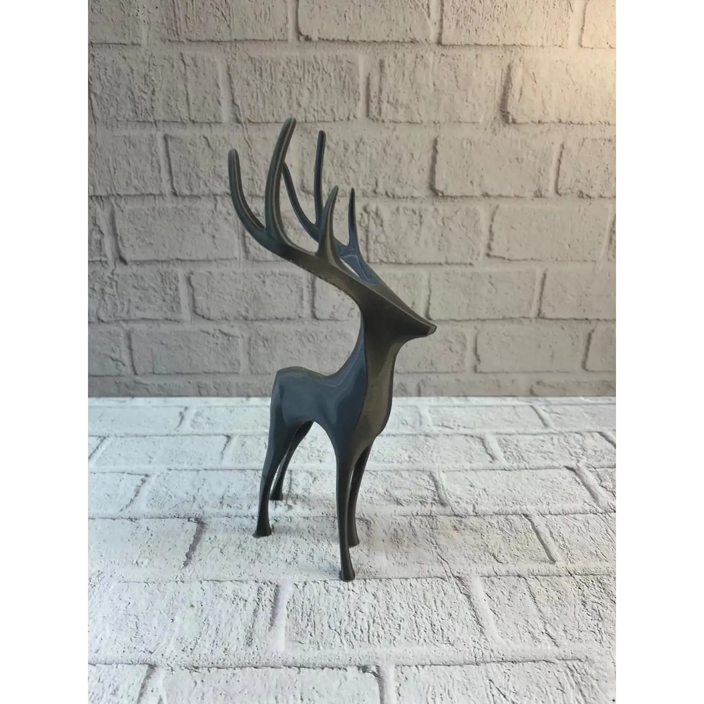 Geyik Figürü Gri Modern Salon ve Raf Dekoru