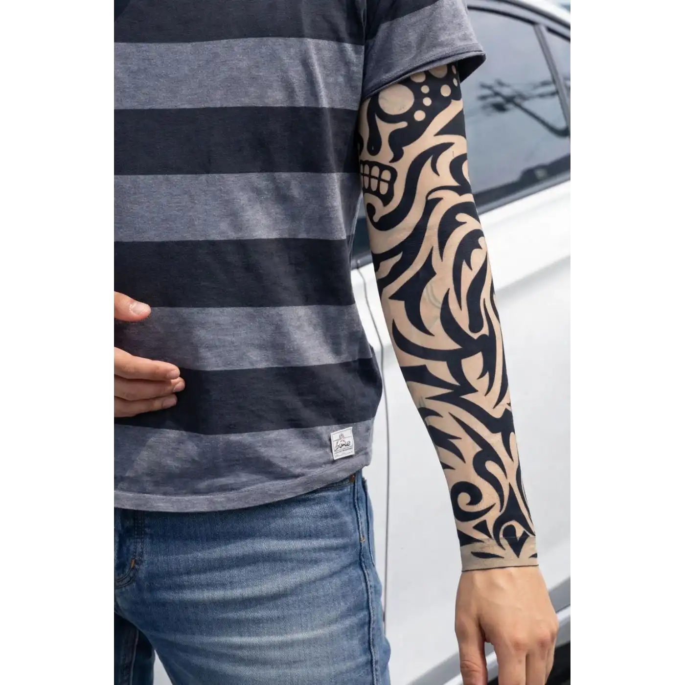 Giyilebilir Kol Dövmesi Çorap Dövme 3d Baskılı Kol Bacak Dövme 2 Adet Model 9