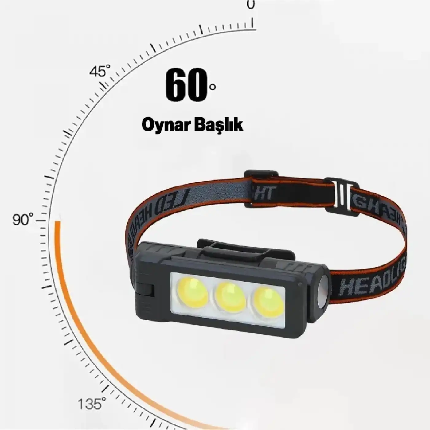 Gold Silver Gs-225 3 Led Usb Şarjlı Çok Fonksiyonlu Kafa Feneri
